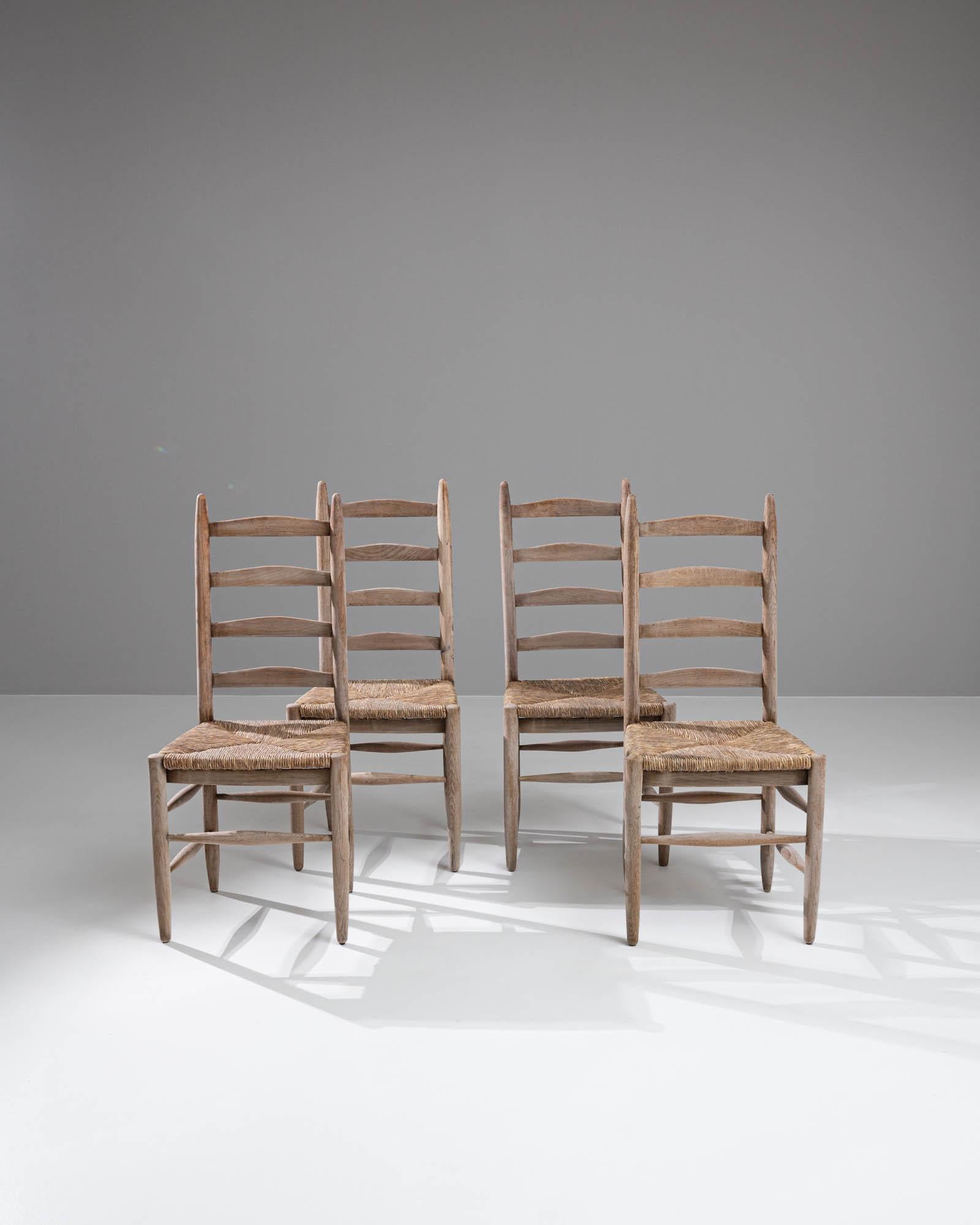 20th Century French Bleached Oak Dining Chairs, Set of 4 For Sale 1