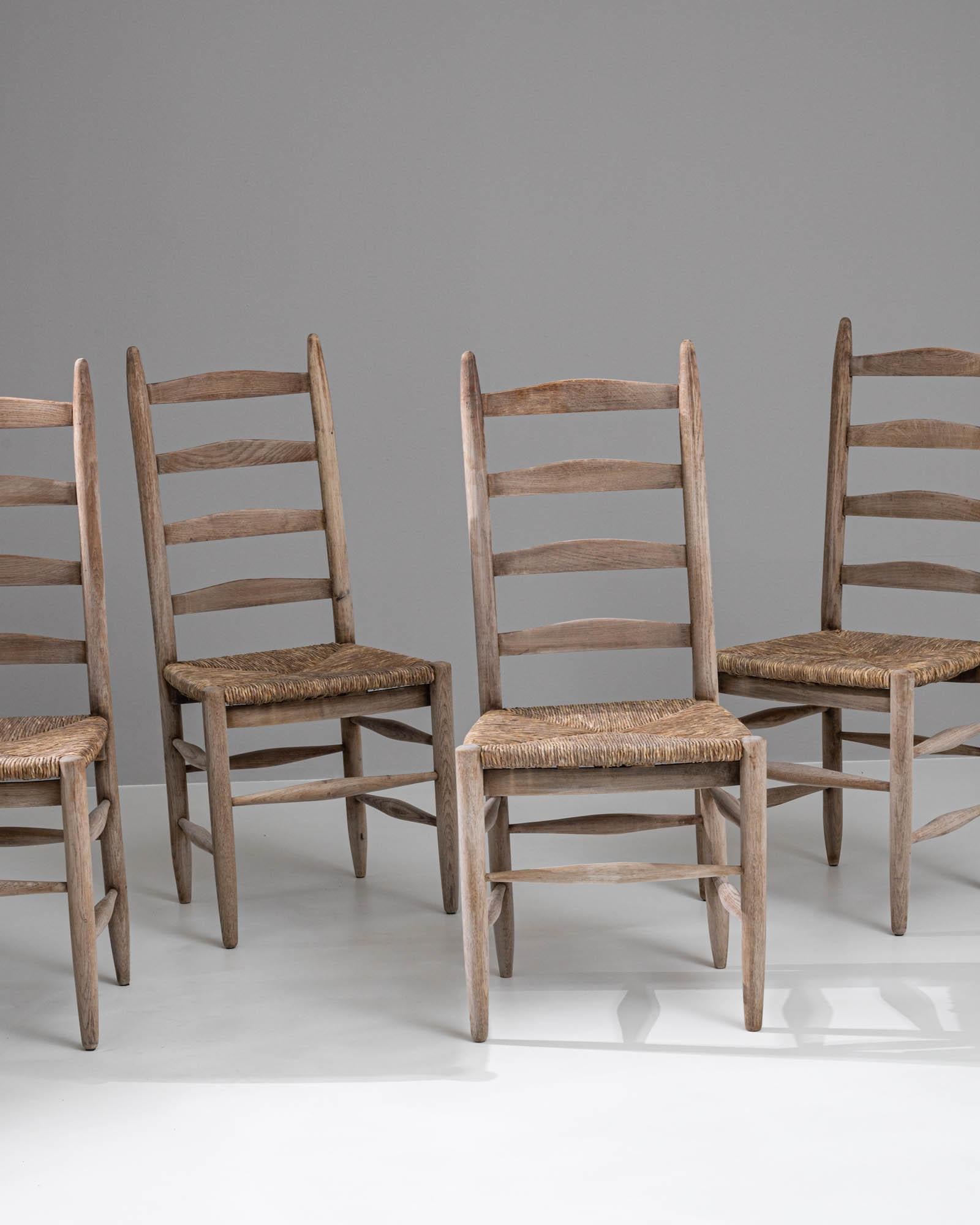 20th Century French Bleached Oak Dining Chairs, Set of 4 For Sale 6