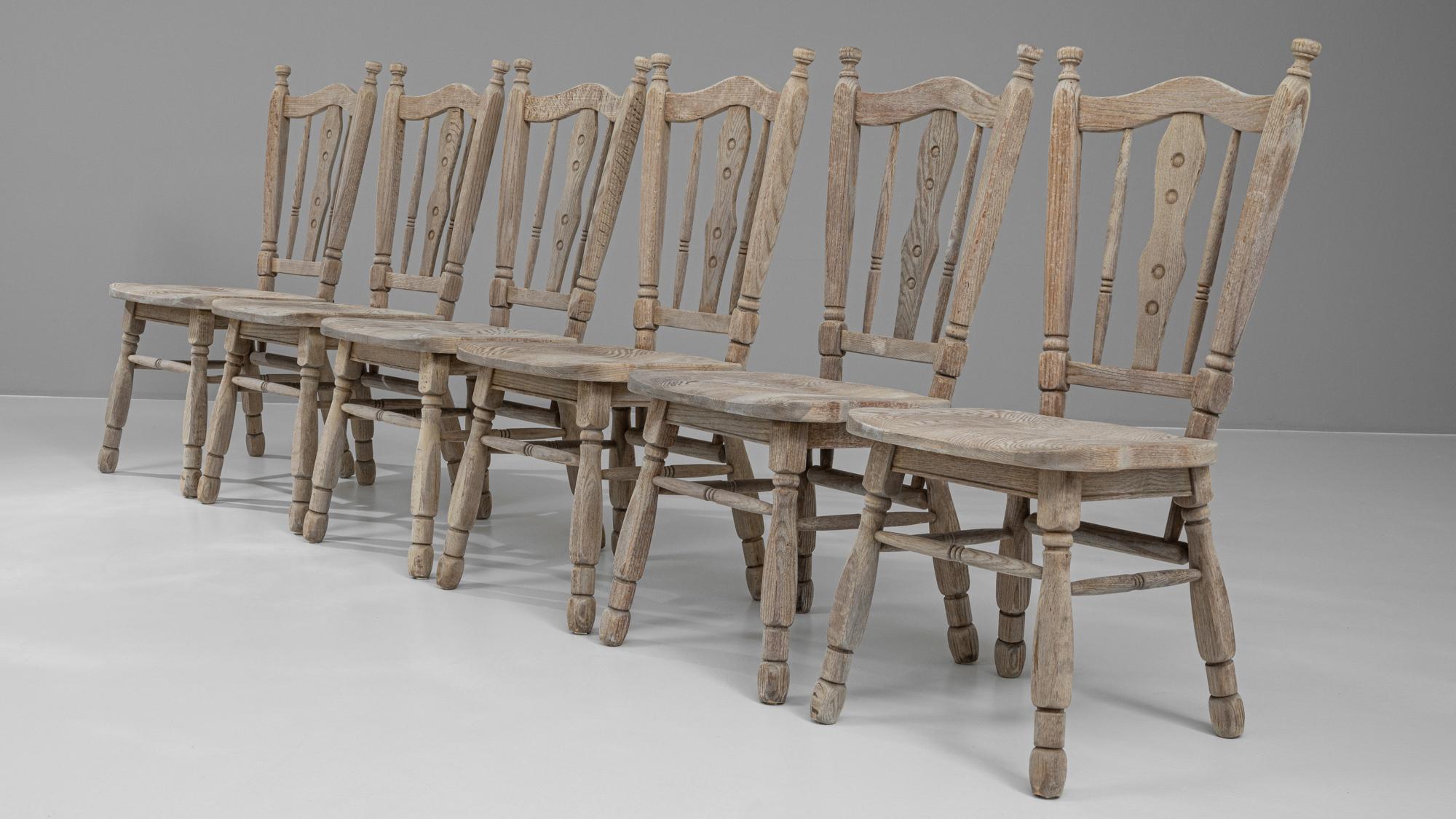 Sedie da pranzo francesi in Oak sbiancato del XX secolo, set di 6 pezzi in vendita 6