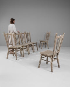 20th Century French Bleached Oak Dining Chairs, Set of 6