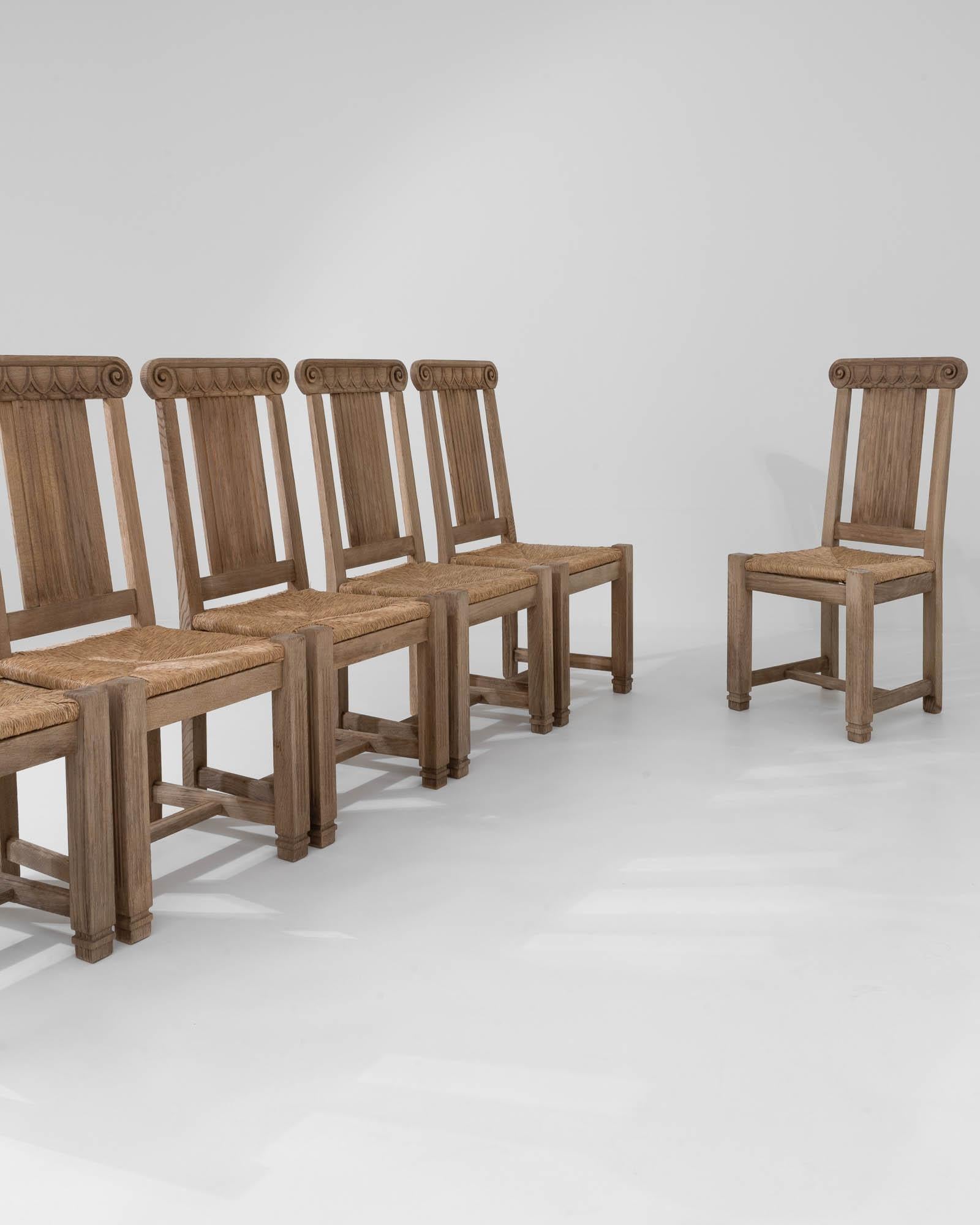 20th Century French Bleached Oak Dining Chairs, Set of Six For Sale 1