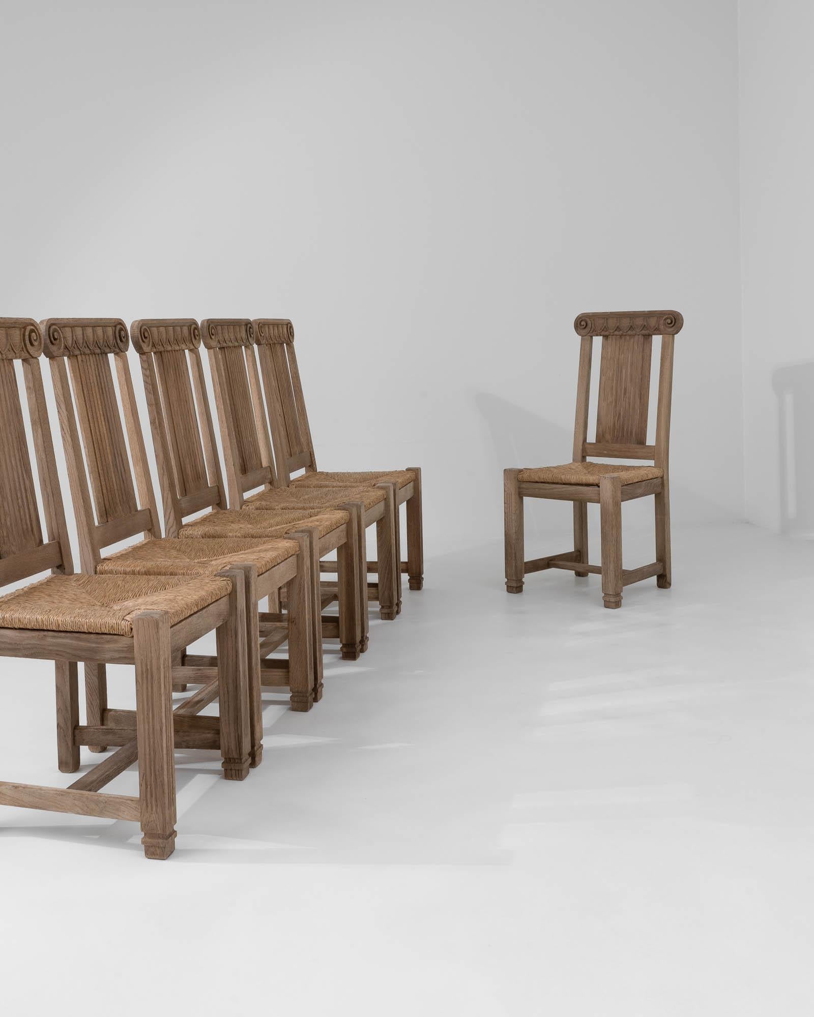 20th Century French Bleached Oak Dining Chairs, Set of Six For Sale 2