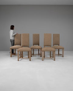 20th Century French Bleached Oak Dining Chairs With Upholstered Seats And Backs