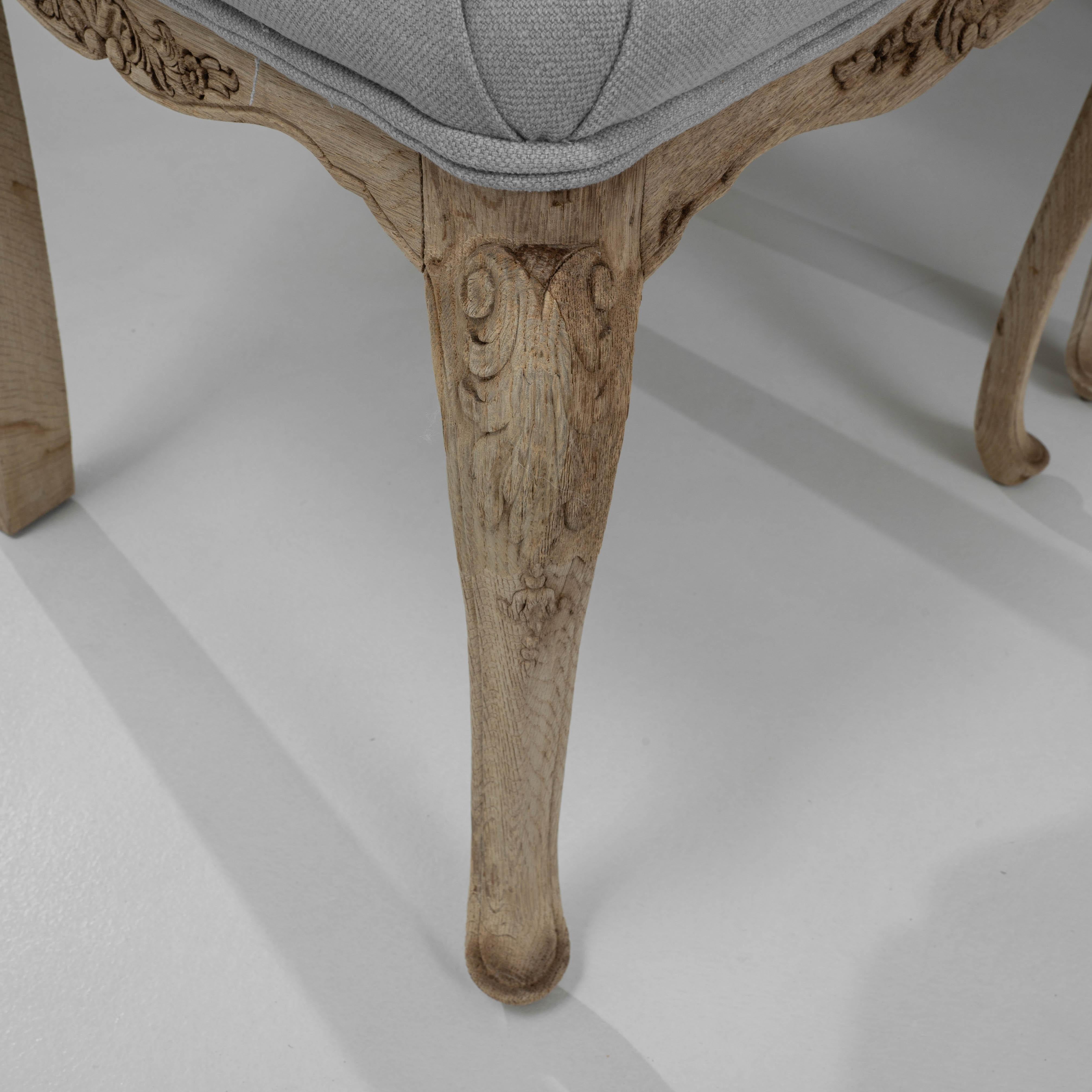 20th Century French Bleached Oak Dining Chairs With Upholstered Seats, Set of 6 For Sale 4