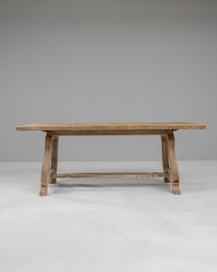 20th Century French Bleached Oak Dining Table with Rustic Charm