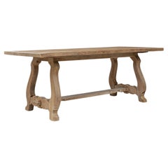 20th Century French Bleached Oak Dining Table with Rustic Charm