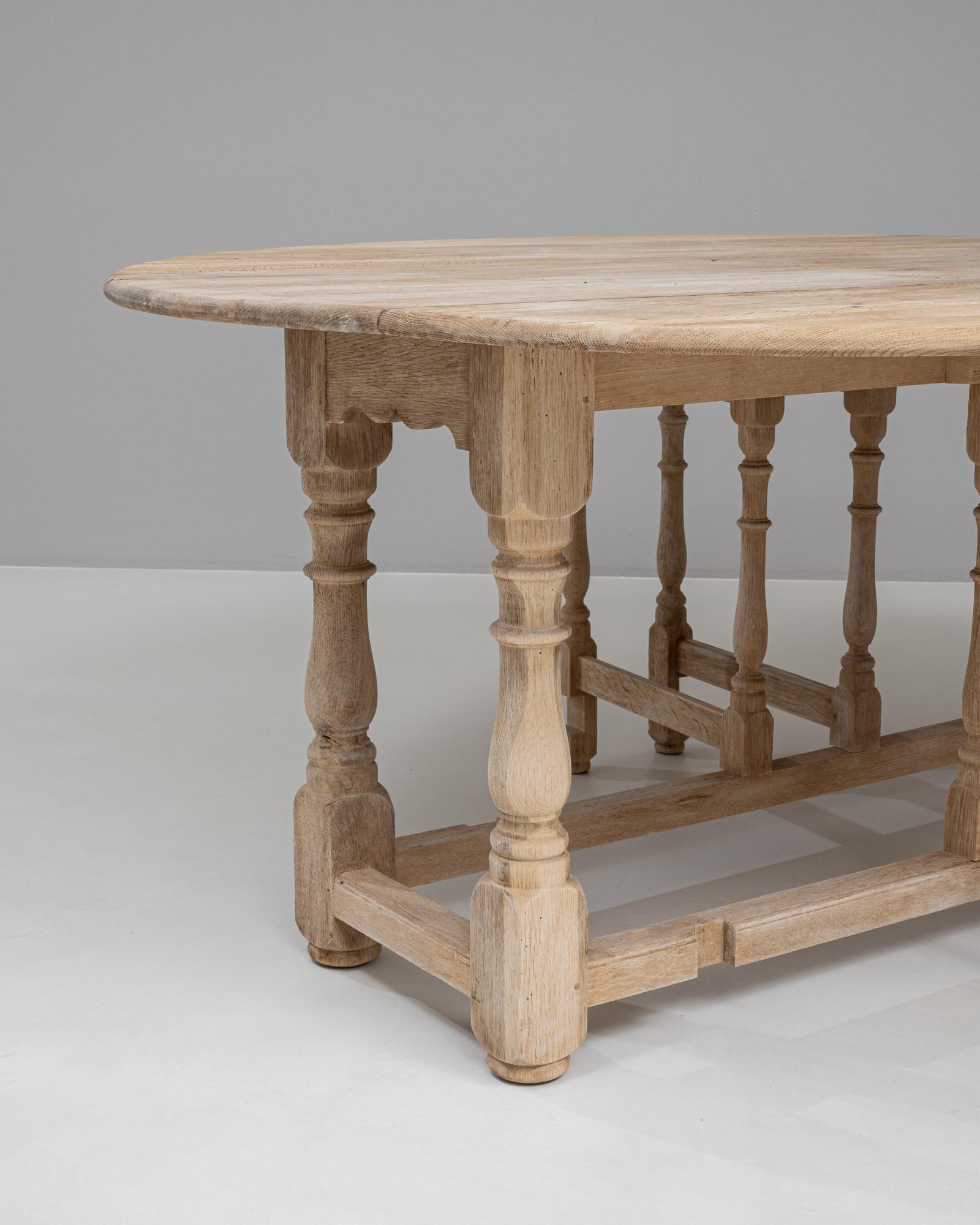20th Century French Bleached Oak Drop Leaf Table 7