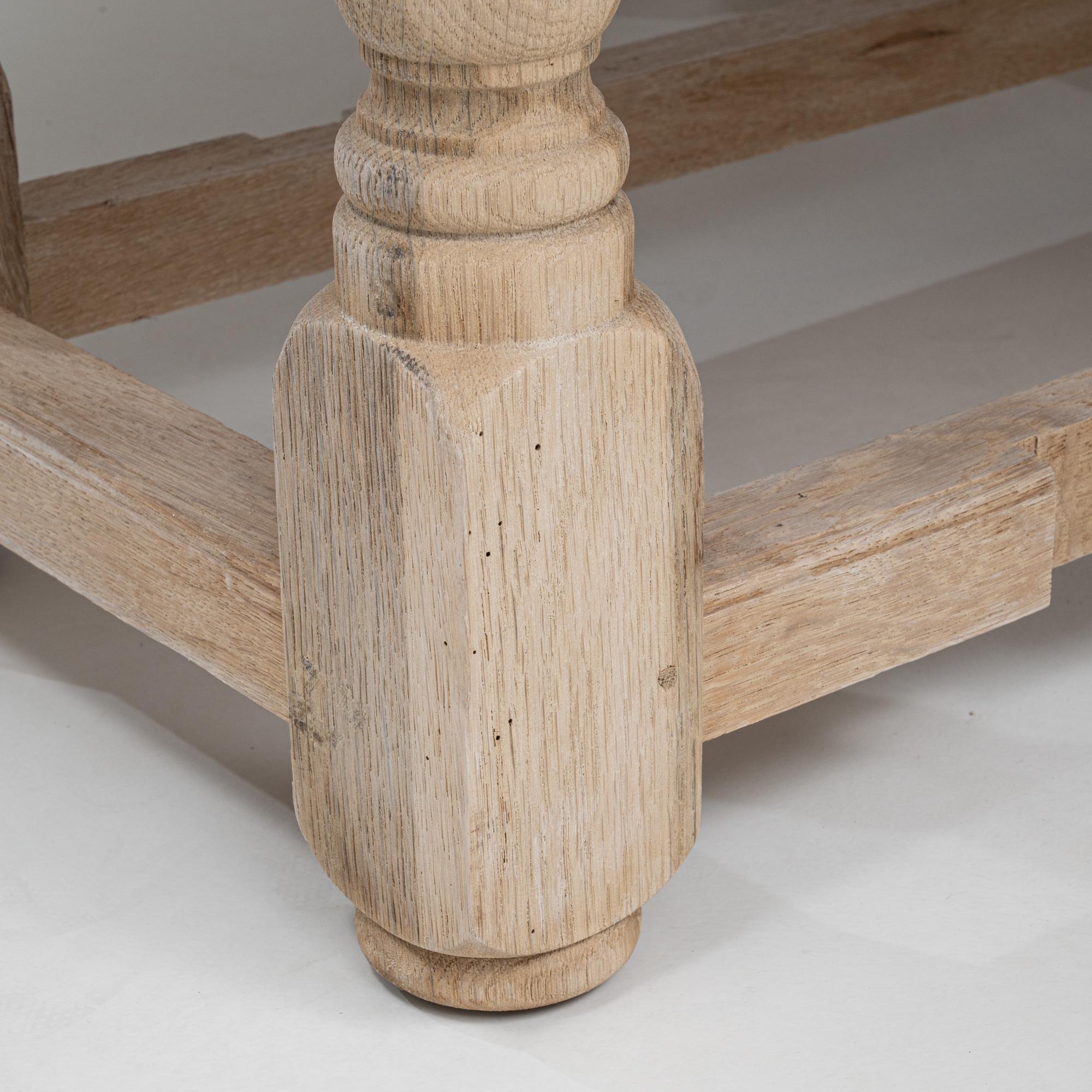 20th Century French Bleached Oak Drop Leaf Table 8
