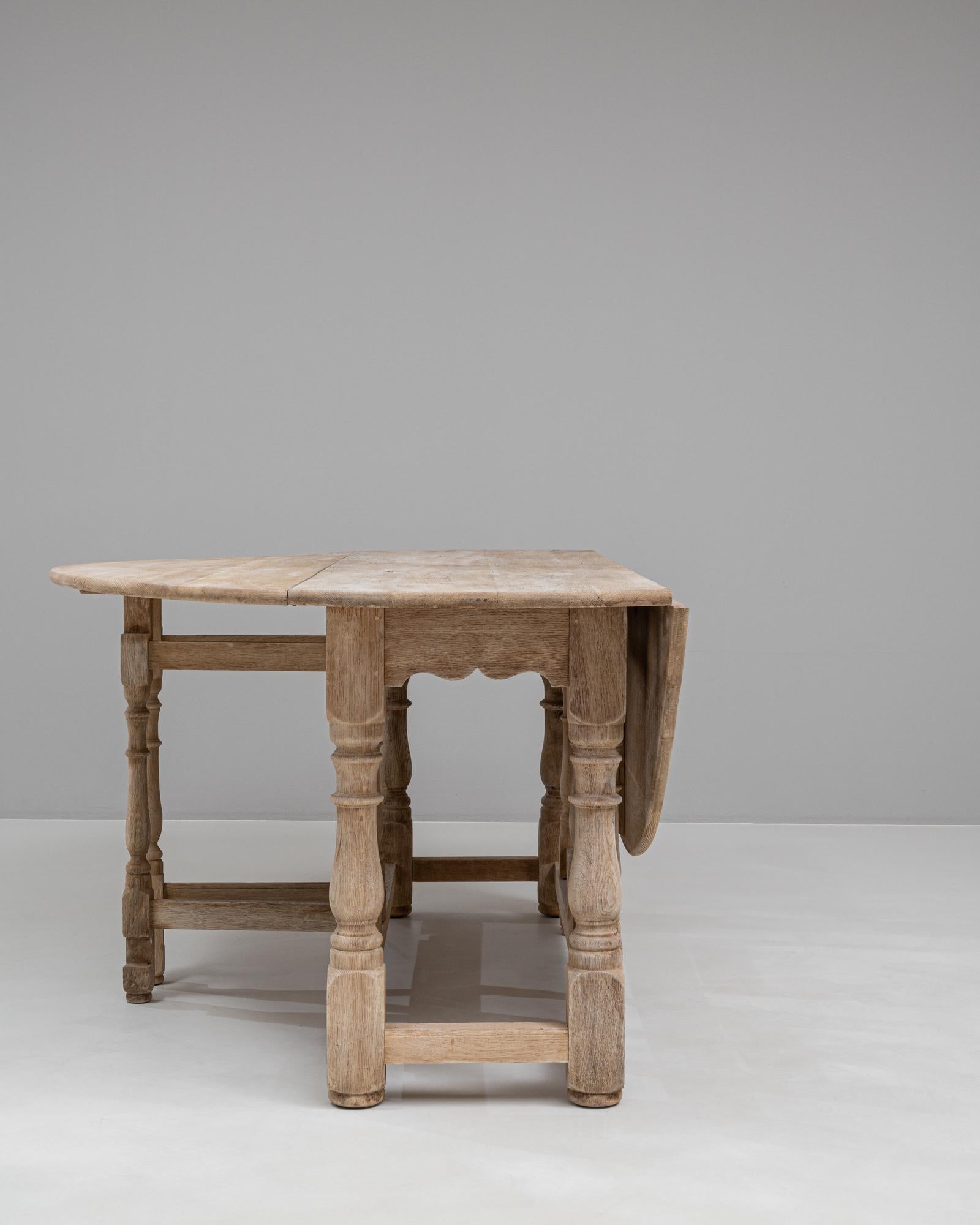 20th Century French Bleached Oak Drop Leaf Table 2