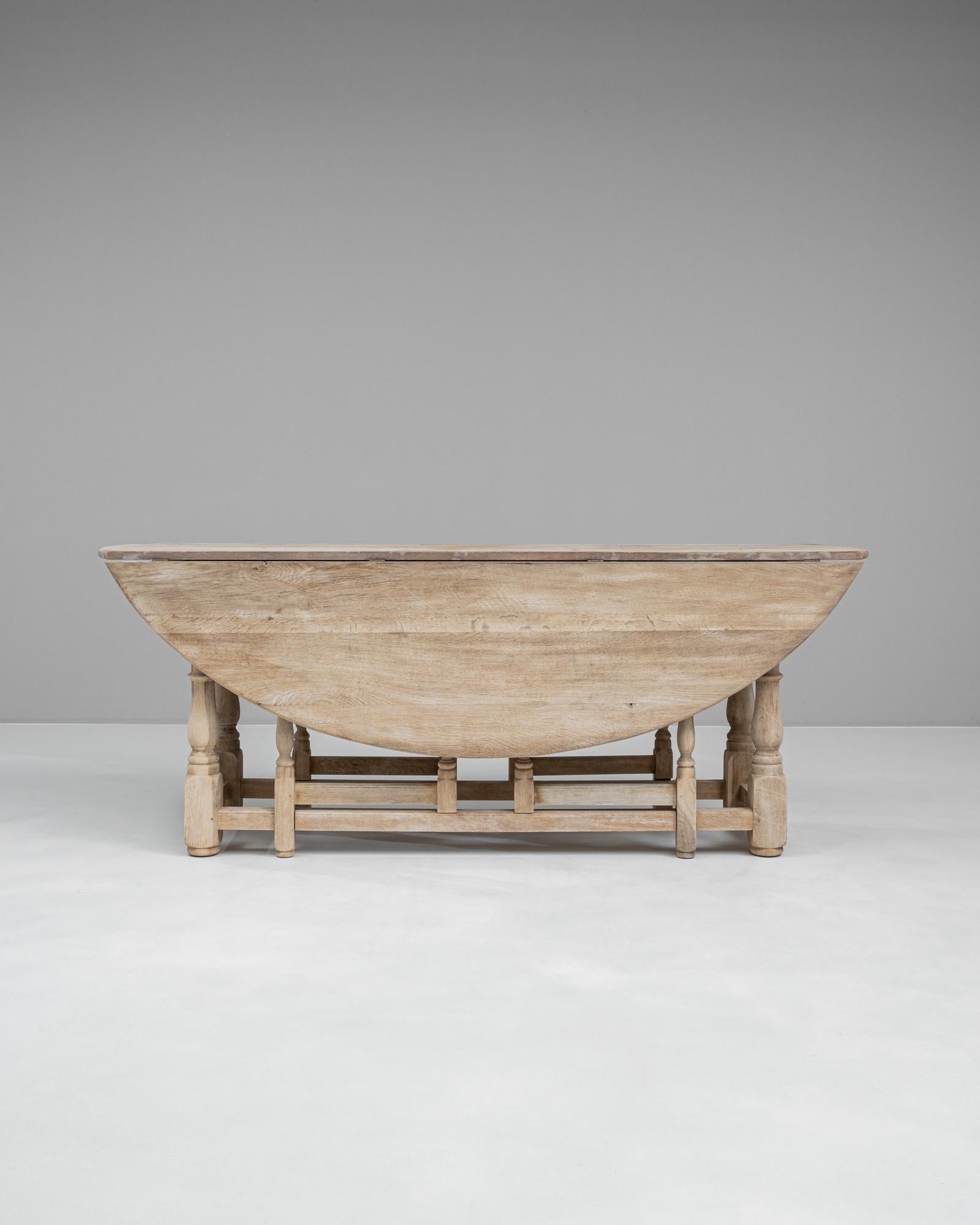20th Century French Bleached Oak Drop Leaf Table 3