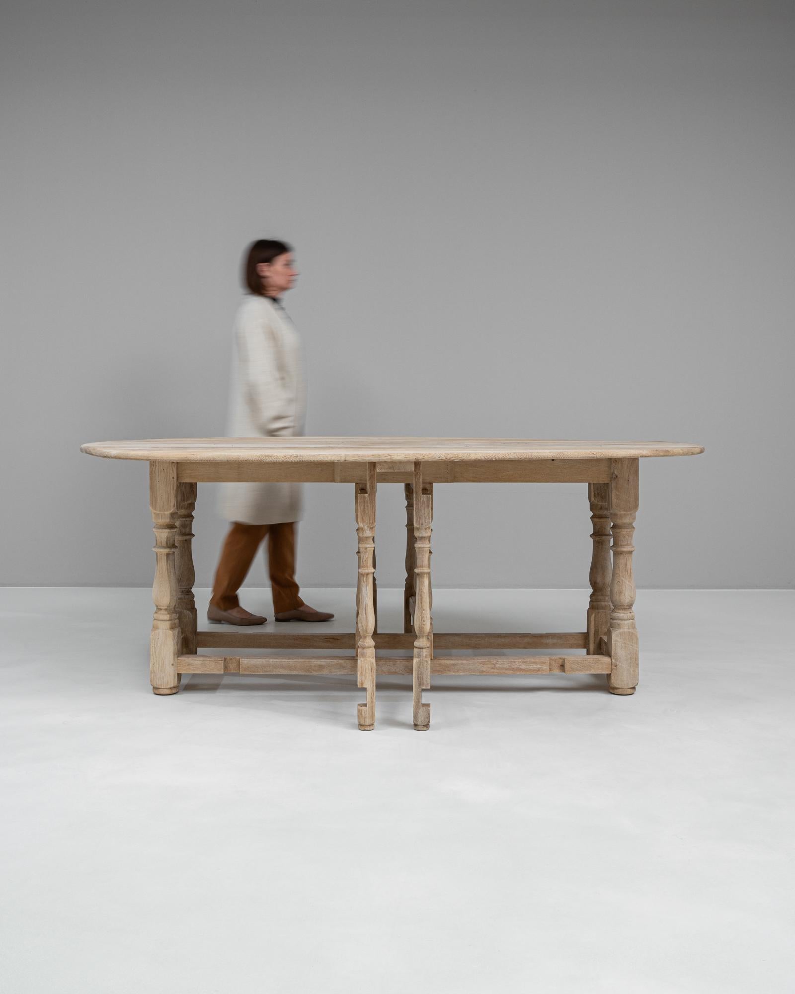 20th Century French Bleached Oak Drop Leaf Table 5