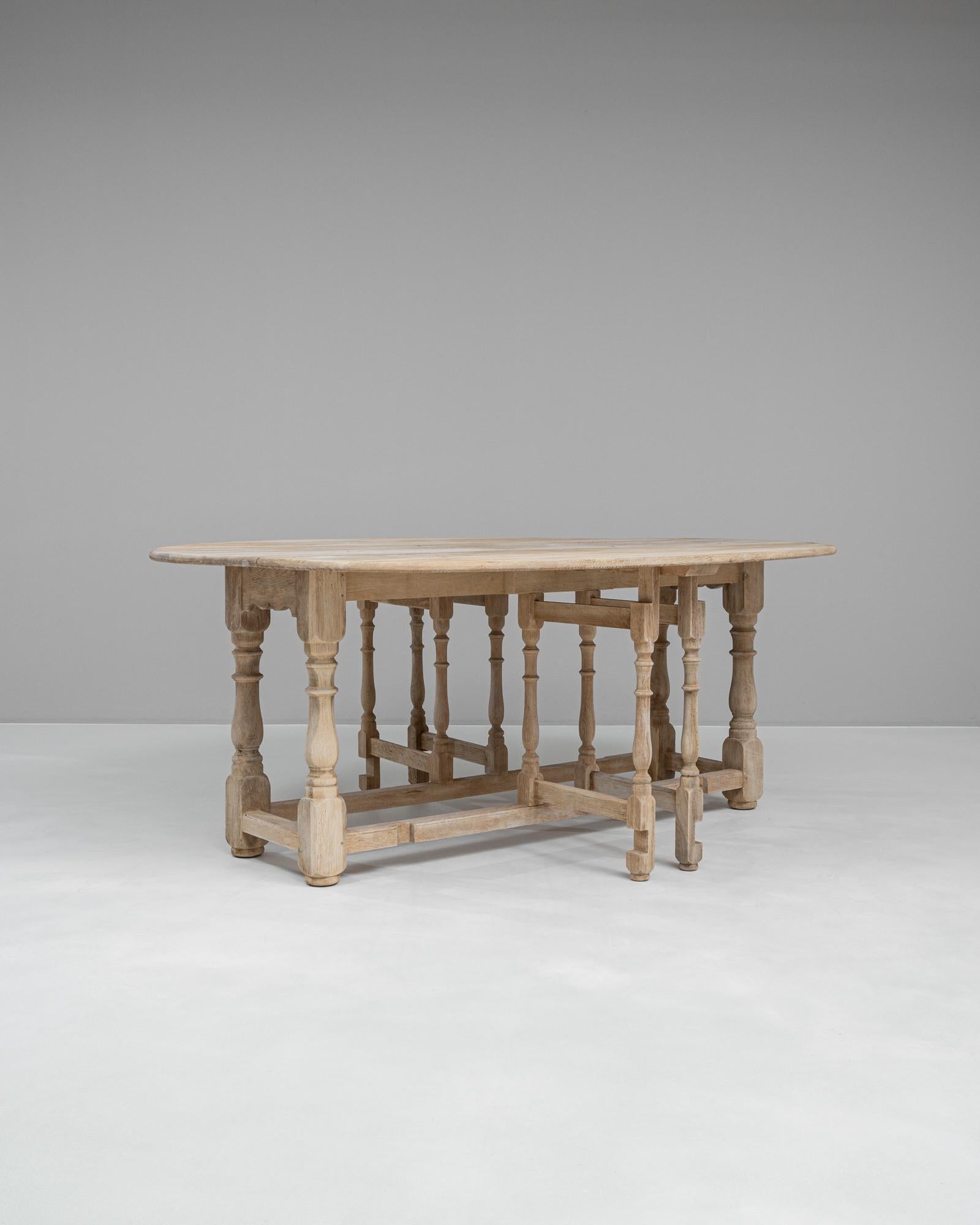 20th Century French Bleached Oak Drop Leaf Table 6