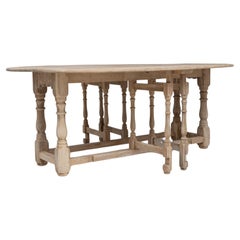 20th Century French Bleached Oak Drop Leaf Table