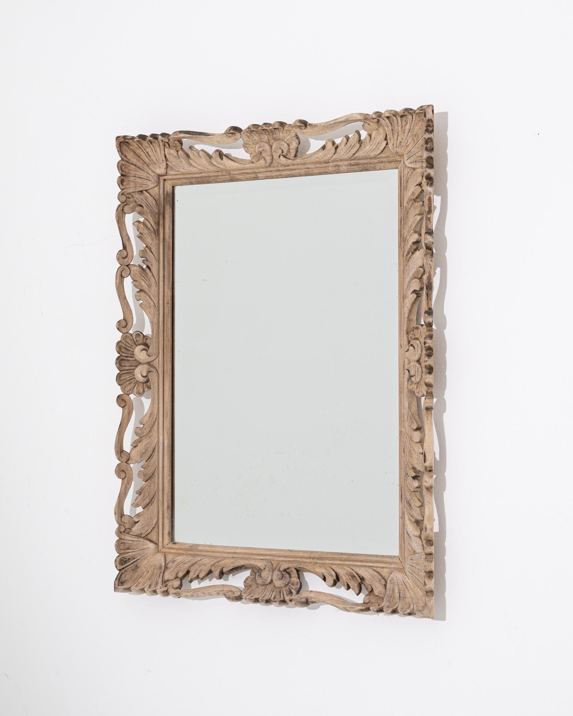 20th Century French Bleached Oak Mirror In Good Condition In High Point, NC
