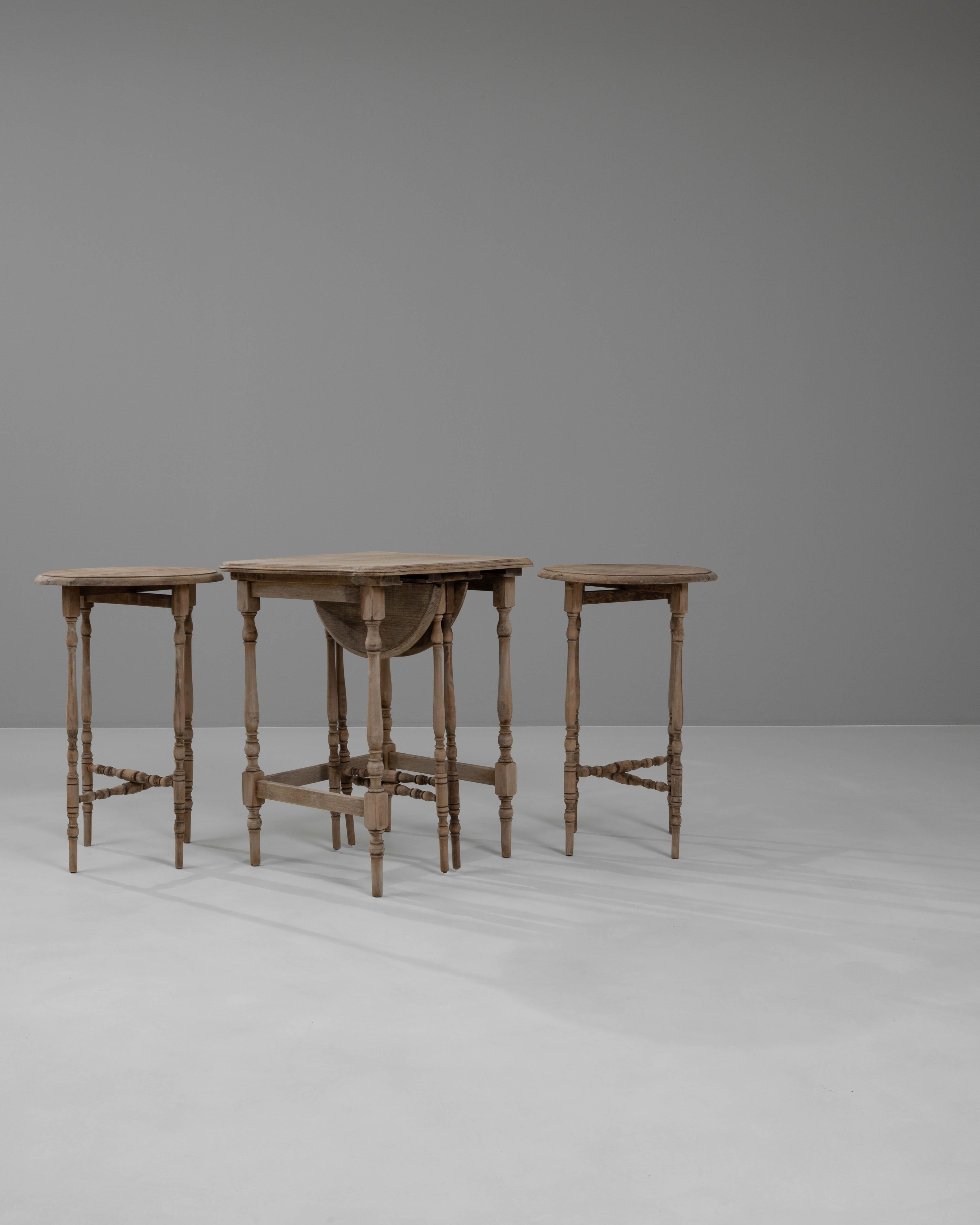20th Century French Bleached Oak Nesting Tables, Set of 4 8