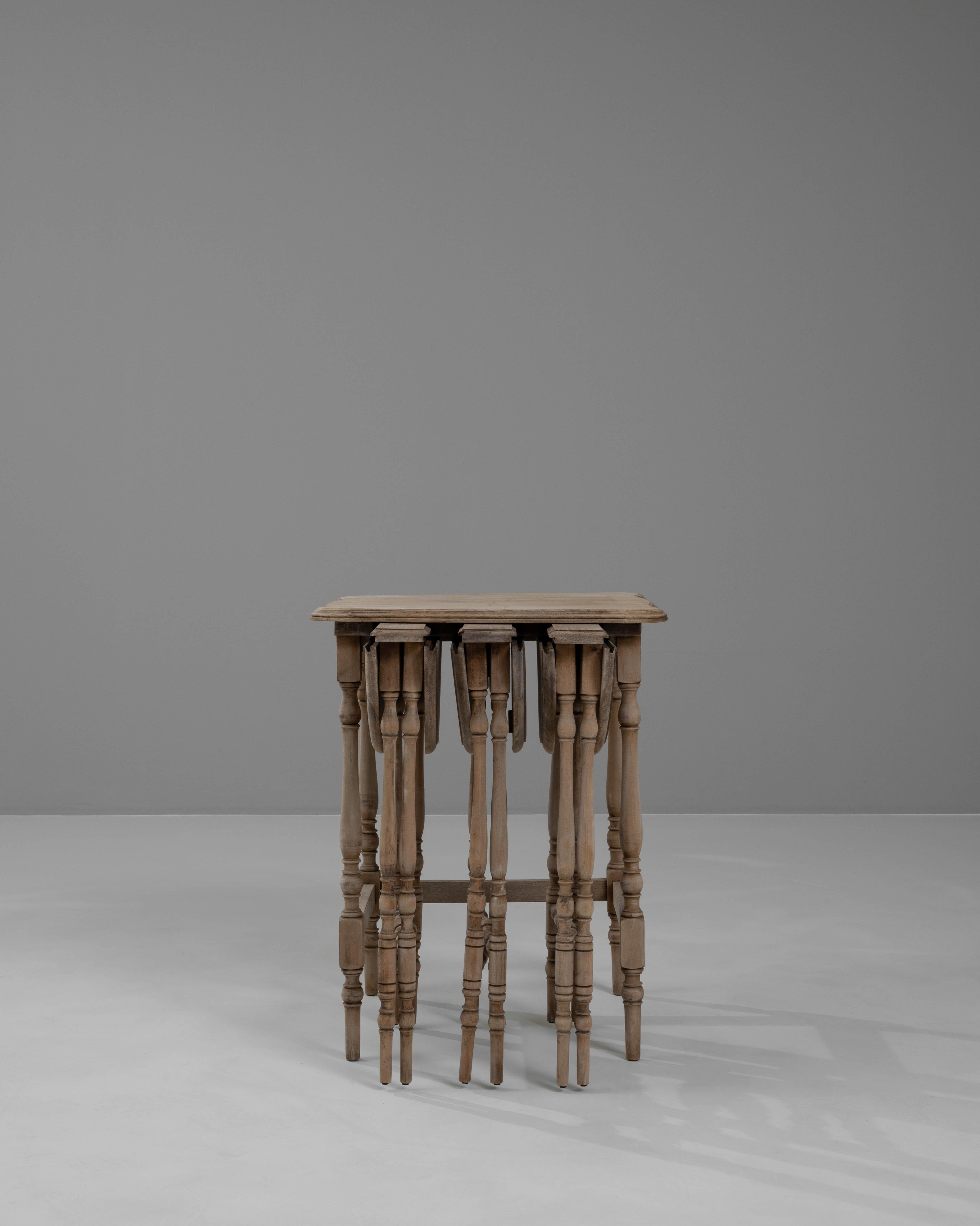 20th Century French Bleached Oak Nesting Tables, Set of 4 In Good Condition In High Point, NC