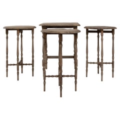 20th Century French Bleached Oak Nesting Tables, Set of 4