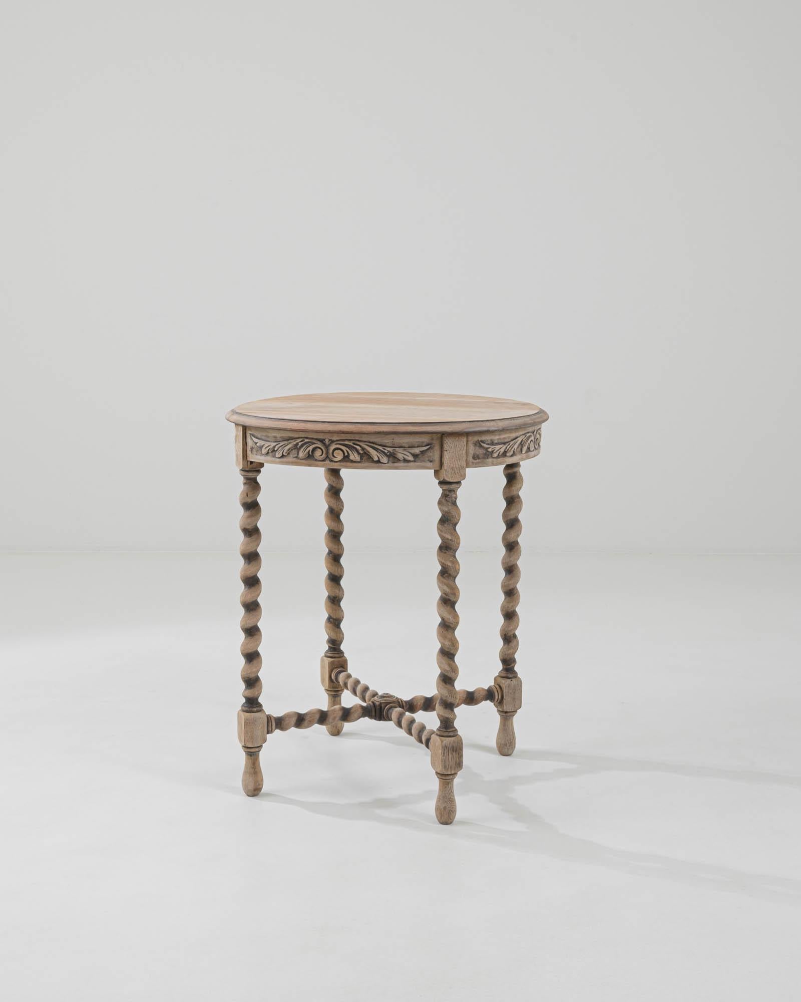 20th Century French Bleached Oak Side Table In Good Condition For Sale In High Point, NC