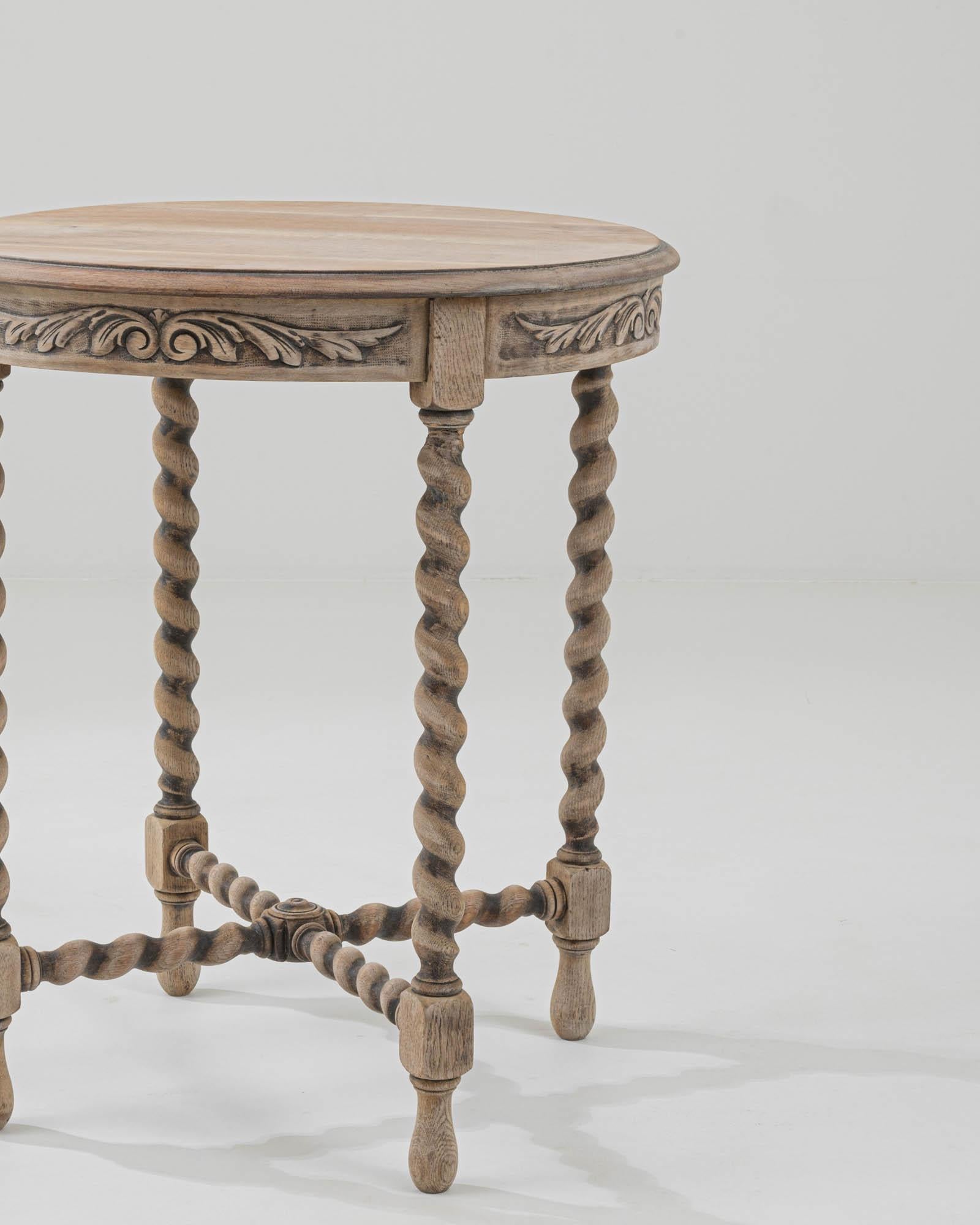 Wood 20th Century French Bleached Oak Side Table For Sale