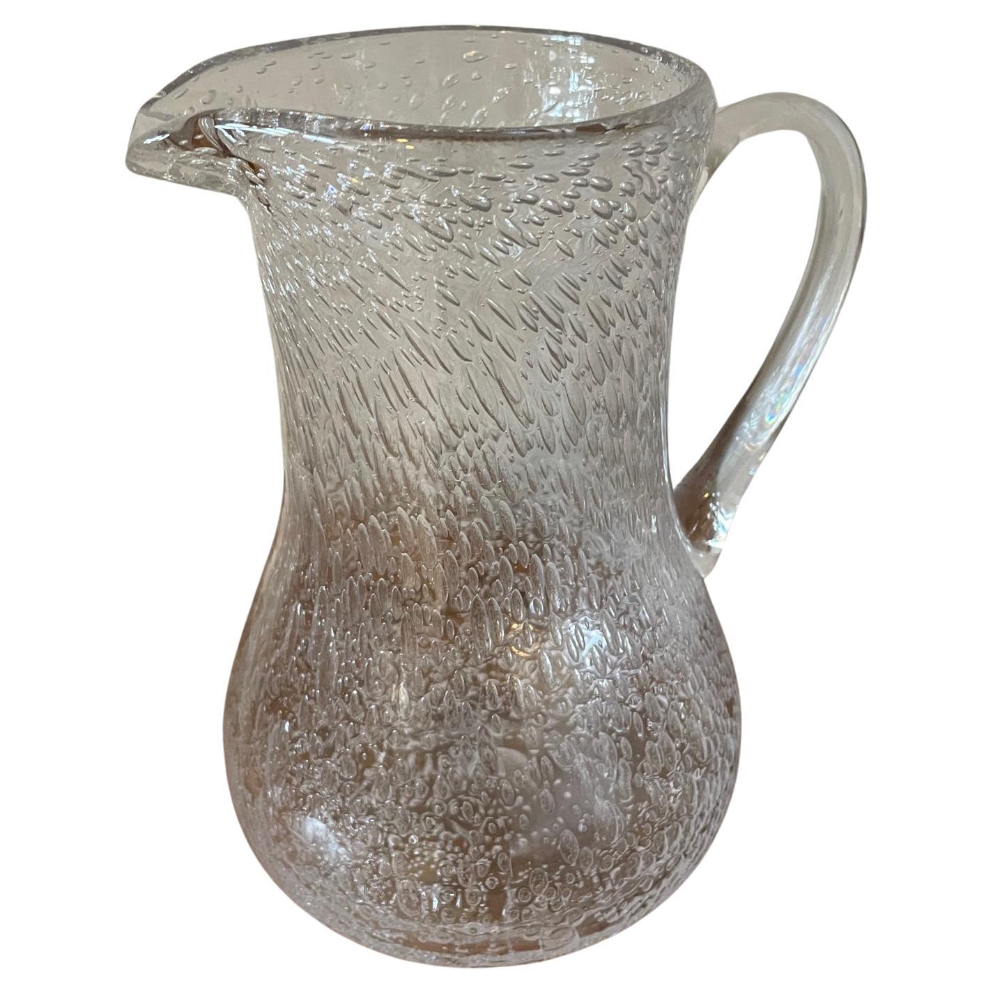20th Century French Blown Glass Biot Pitcher, 1940s