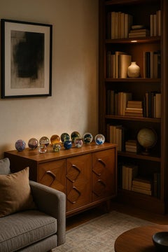 20th century French Blown Glass Paperweight, 1980s