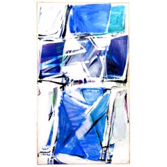 20th Century Blue-White French Abstract Painting by Daniel Clesse
