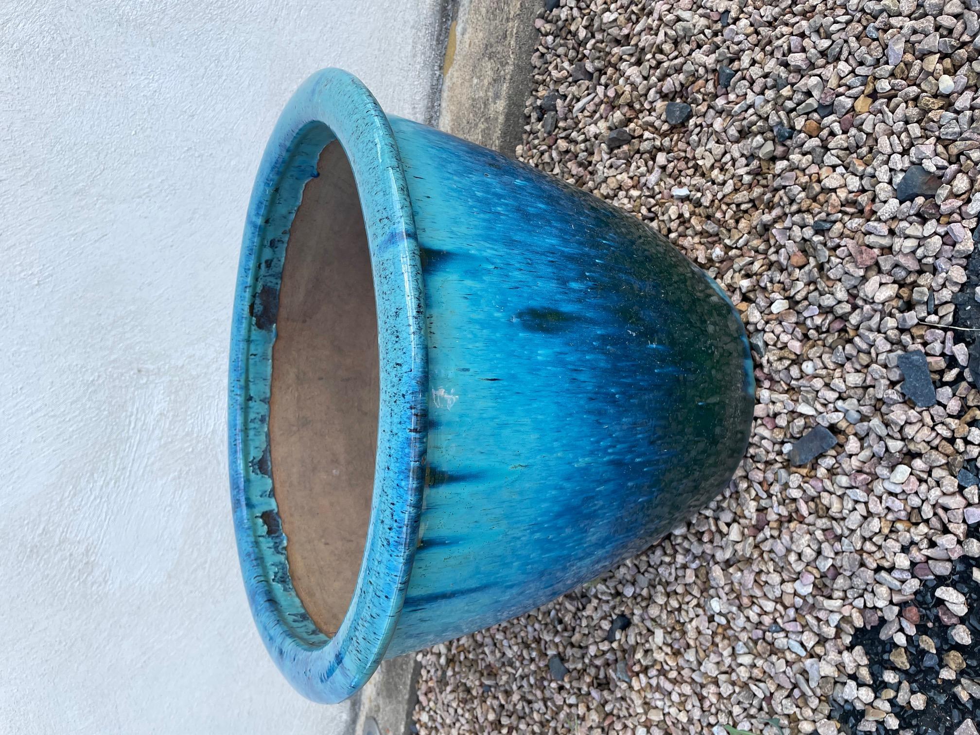 20th century French Blue Ceramic Flower Planter 4