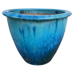 20th century French Blue Ceramic Flower Planter Vintage 20th century French Blue Ceramic Flower Planter