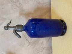 20th Century French Blue Glass Syphon Bottle, 1900s