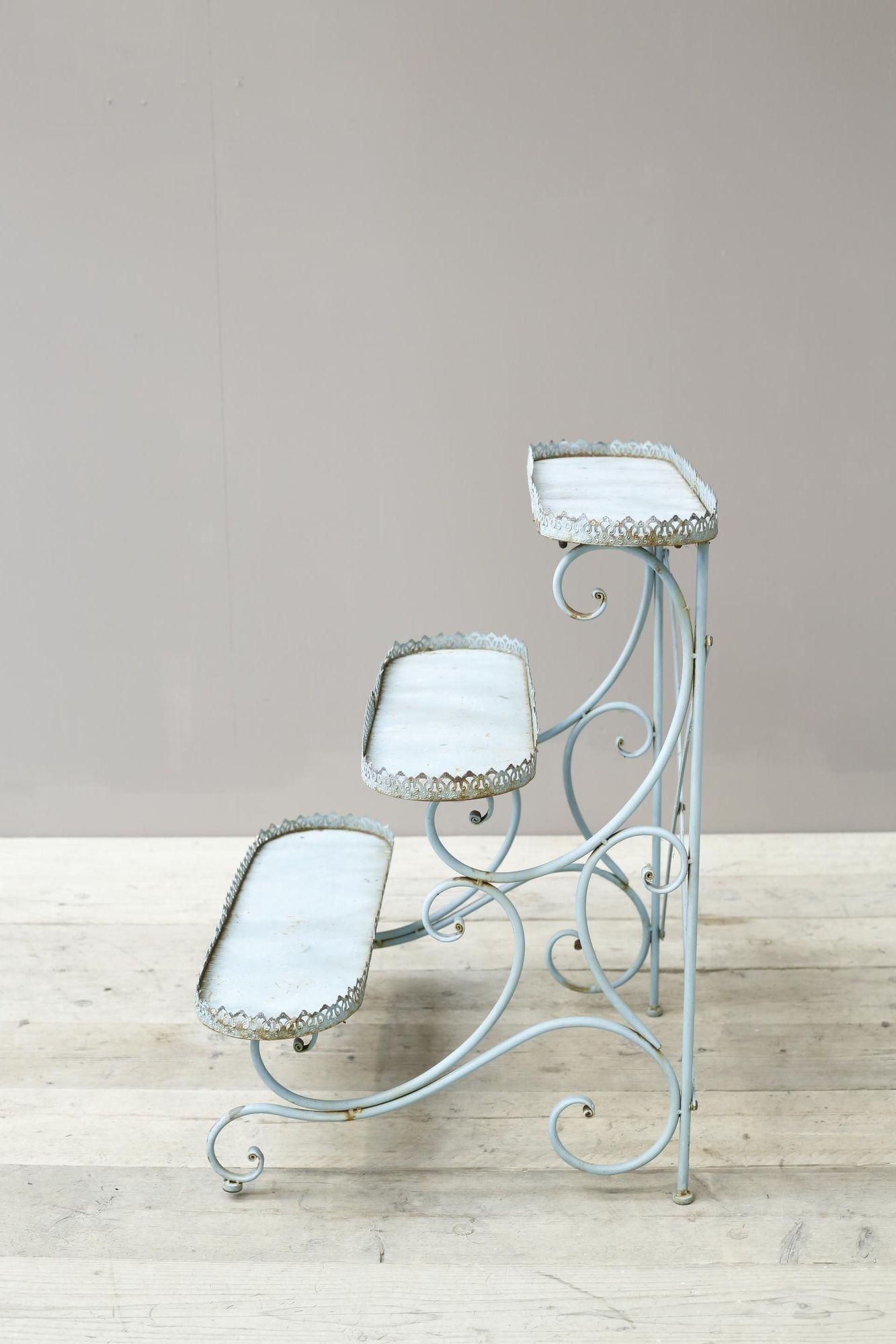 20th century French blue painted flower stand 2