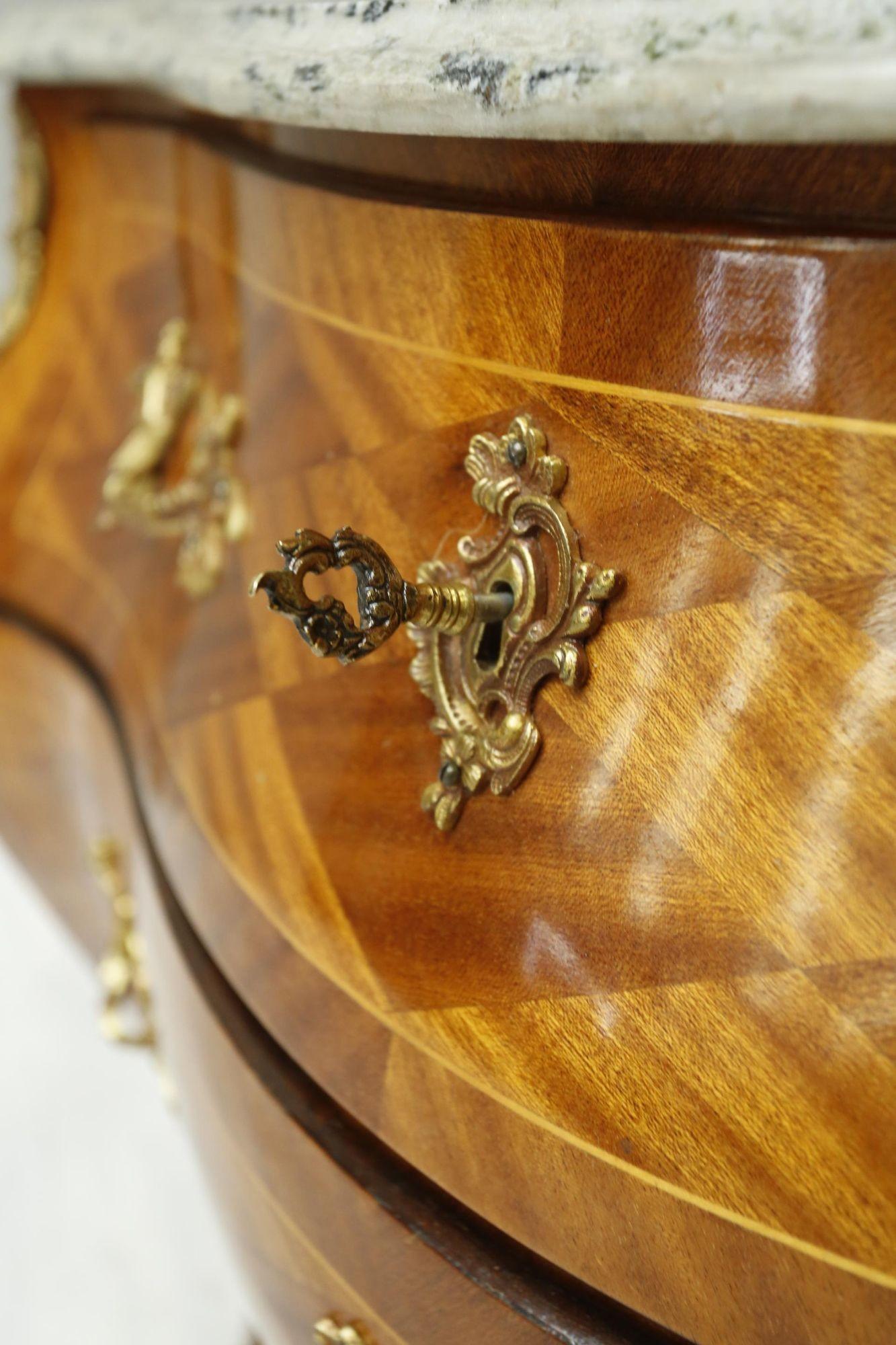 20th Century French Bombe Chest with Green Marble 6