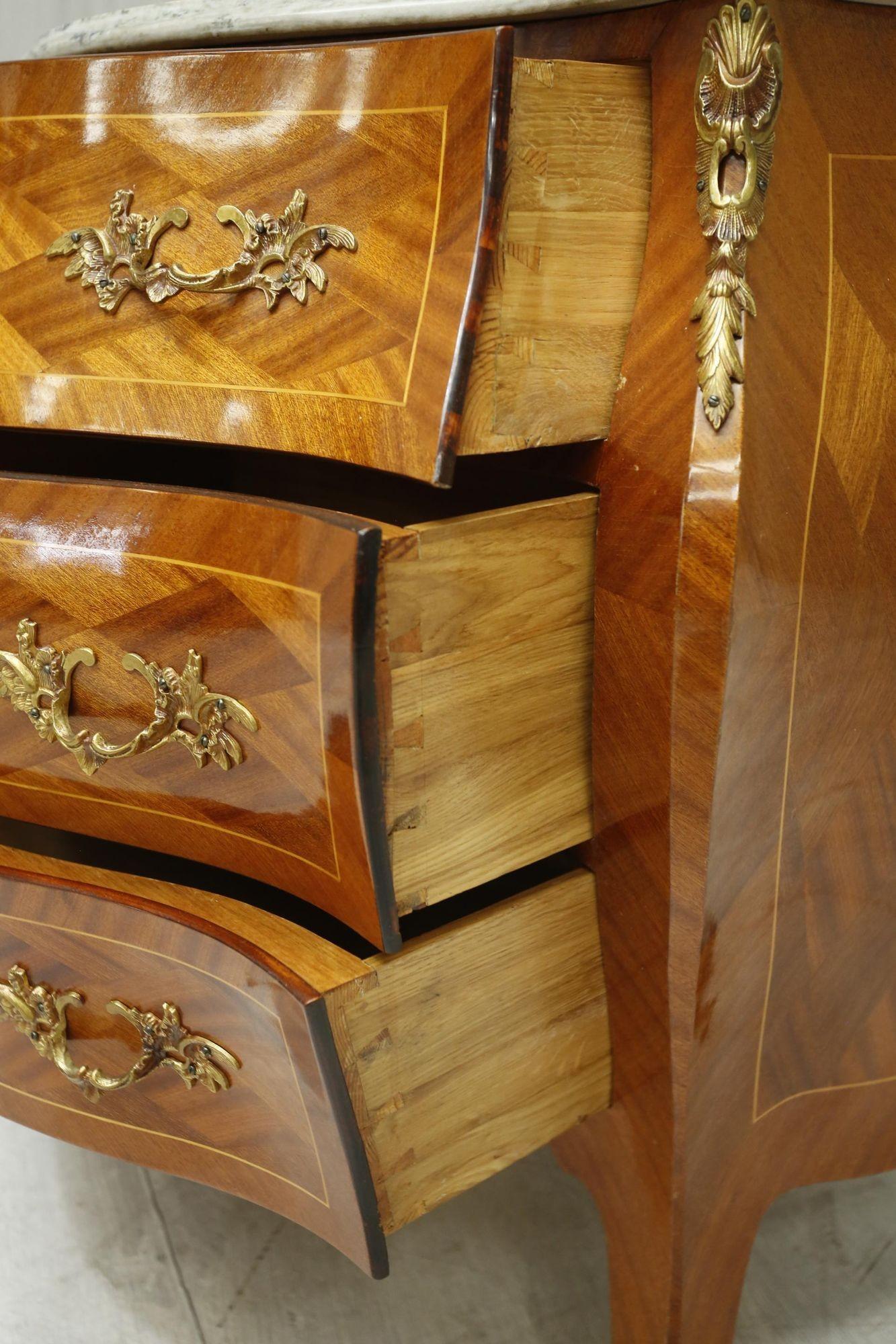 20th Century French Bombe Chest with Green Marble 7