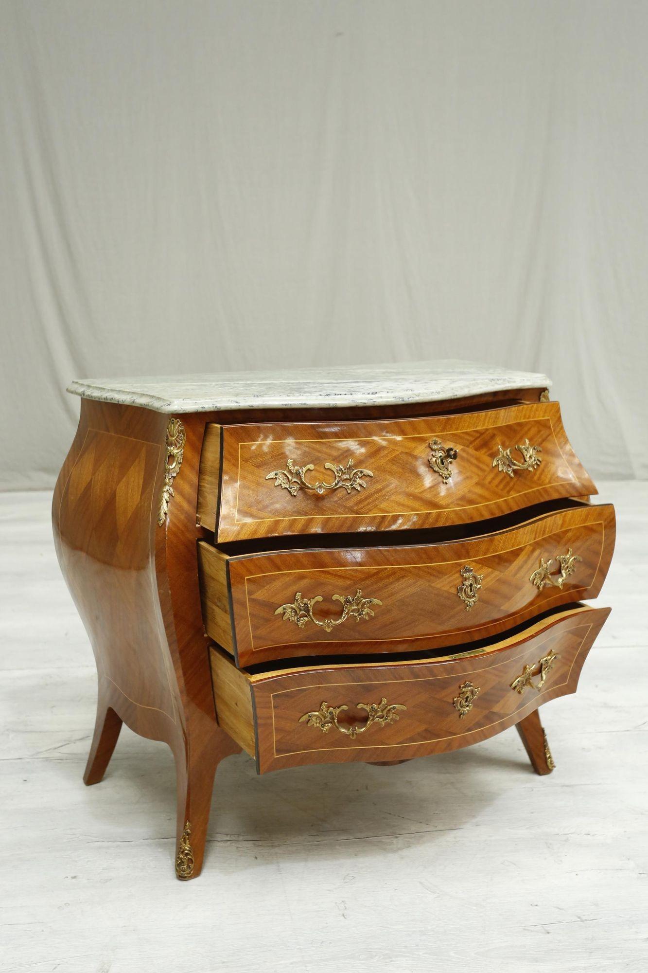 20th Century French Bombe Chest with Green Marble 8