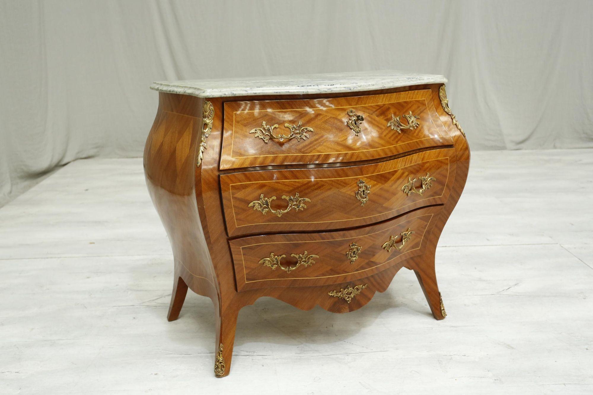 20th Century French Bombe Chest with Green Marble 11