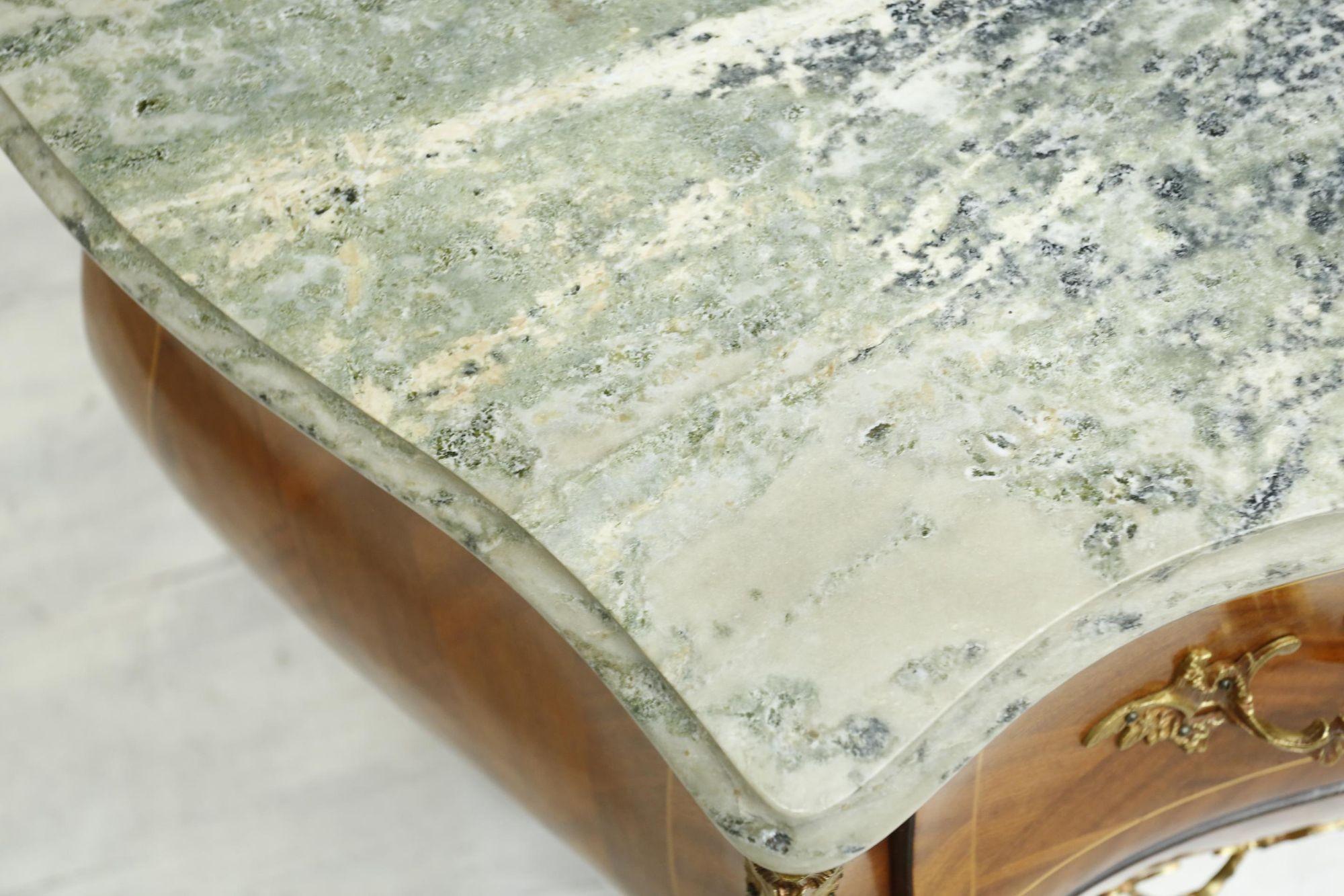 20th Century French Bombe Chest with Green Marble 12