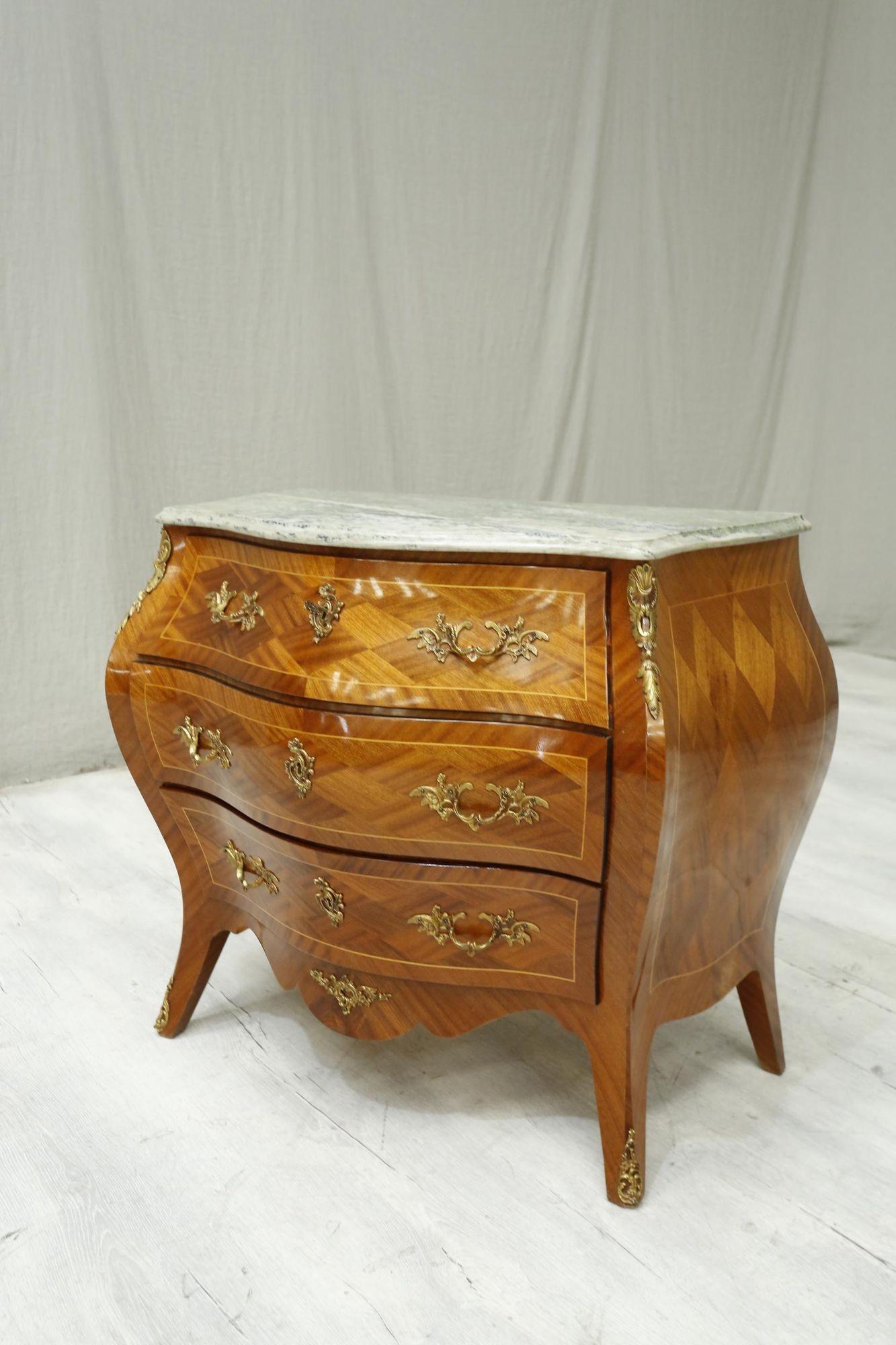 20th Century French Bombe Chest with Green Marble 3