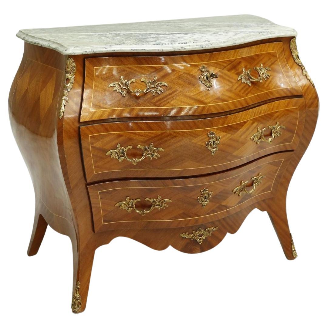 20th Century French Bombe Chest with Green Marble