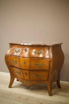 20th century French Bombe chest with Red marble