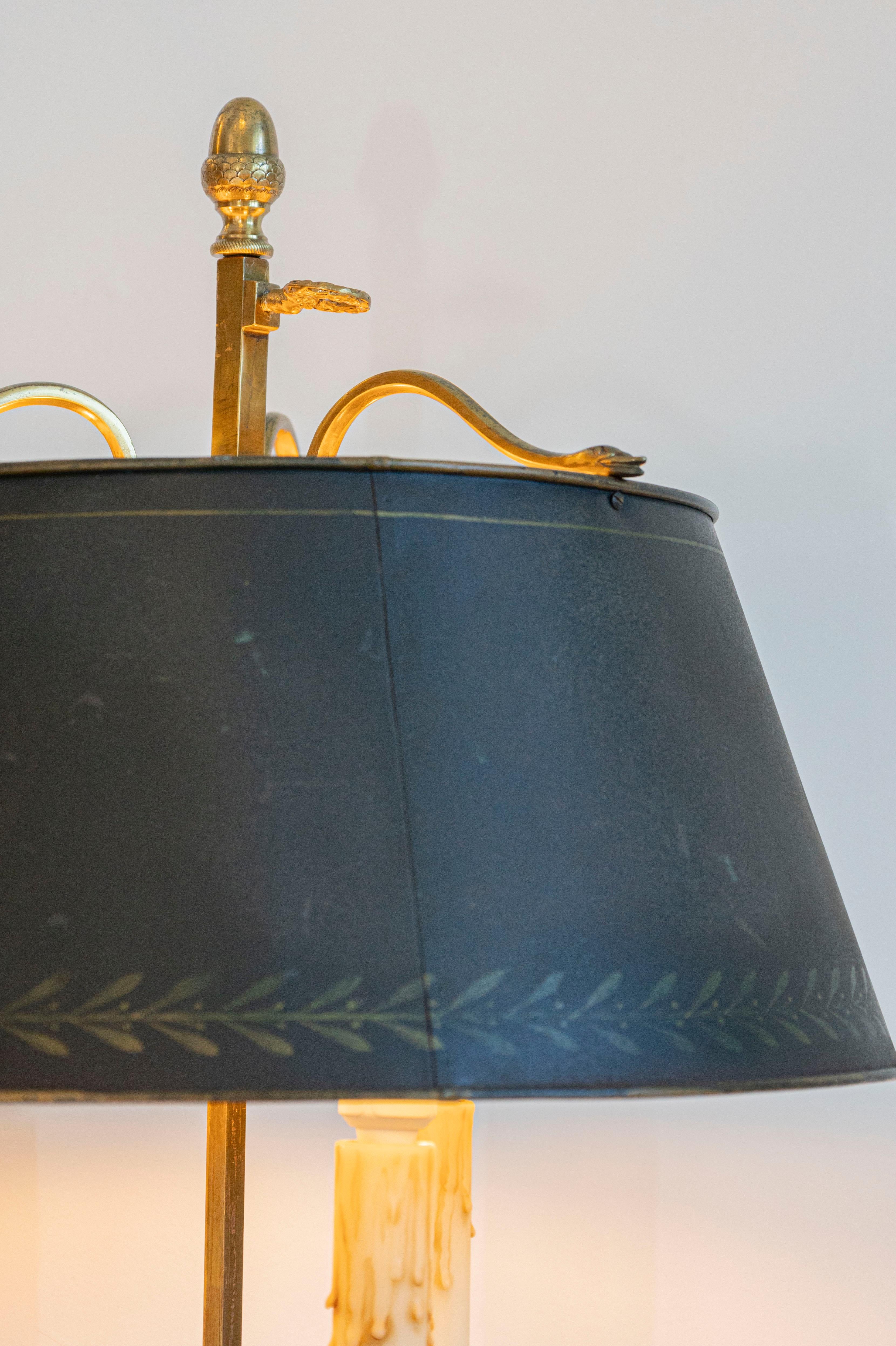 Lámpara Bouillotte Francesa del Siglo XX con Pantalla Tôle Negra en venta 1