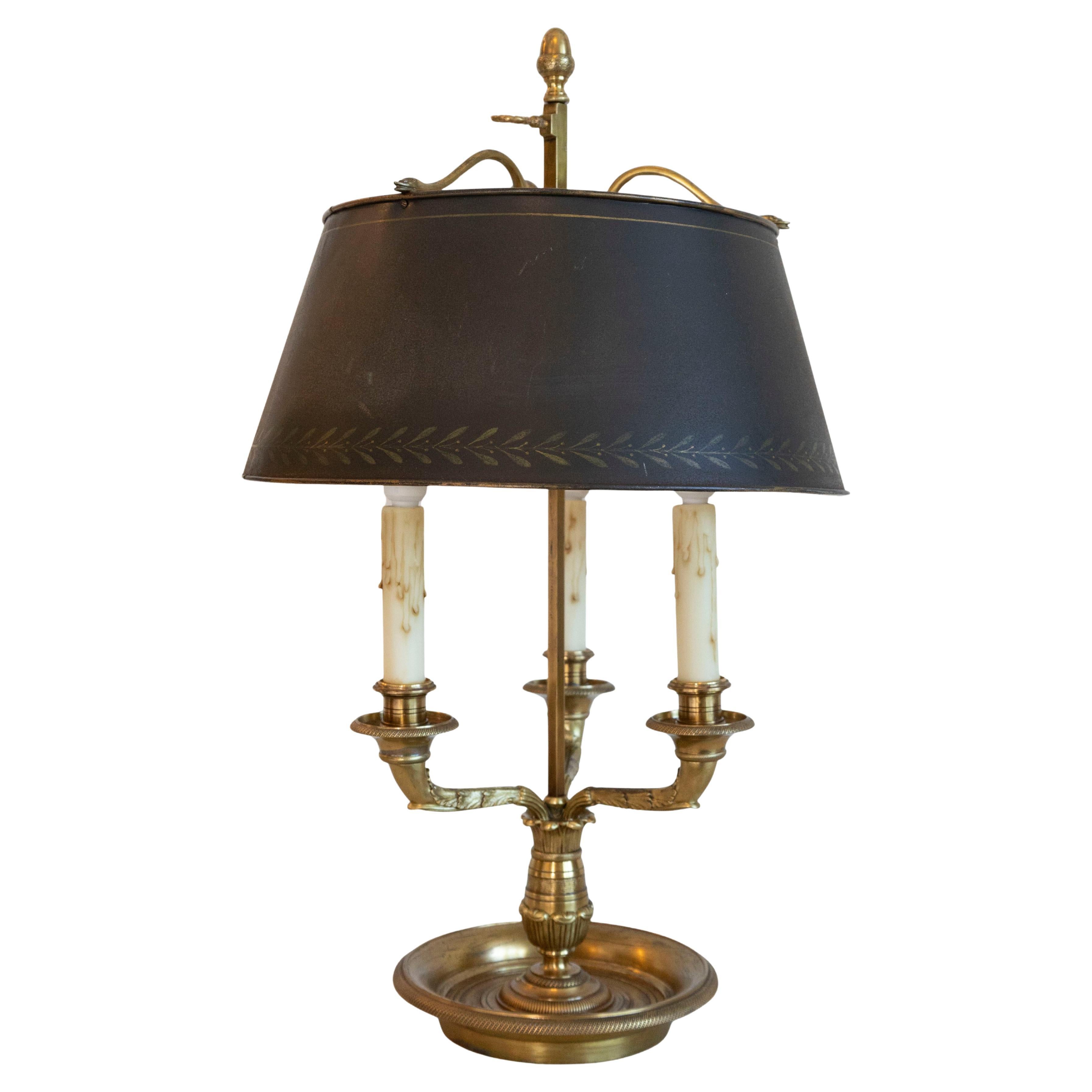 20th Century French Bouillotte Lamp with Black Tôle Shade