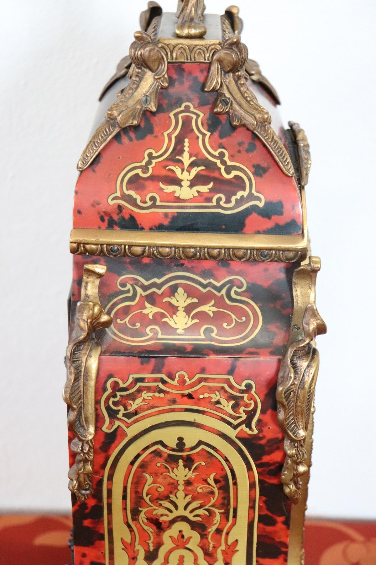 20th Century French Boulle Louis XV Style Table Clock Pendule 6