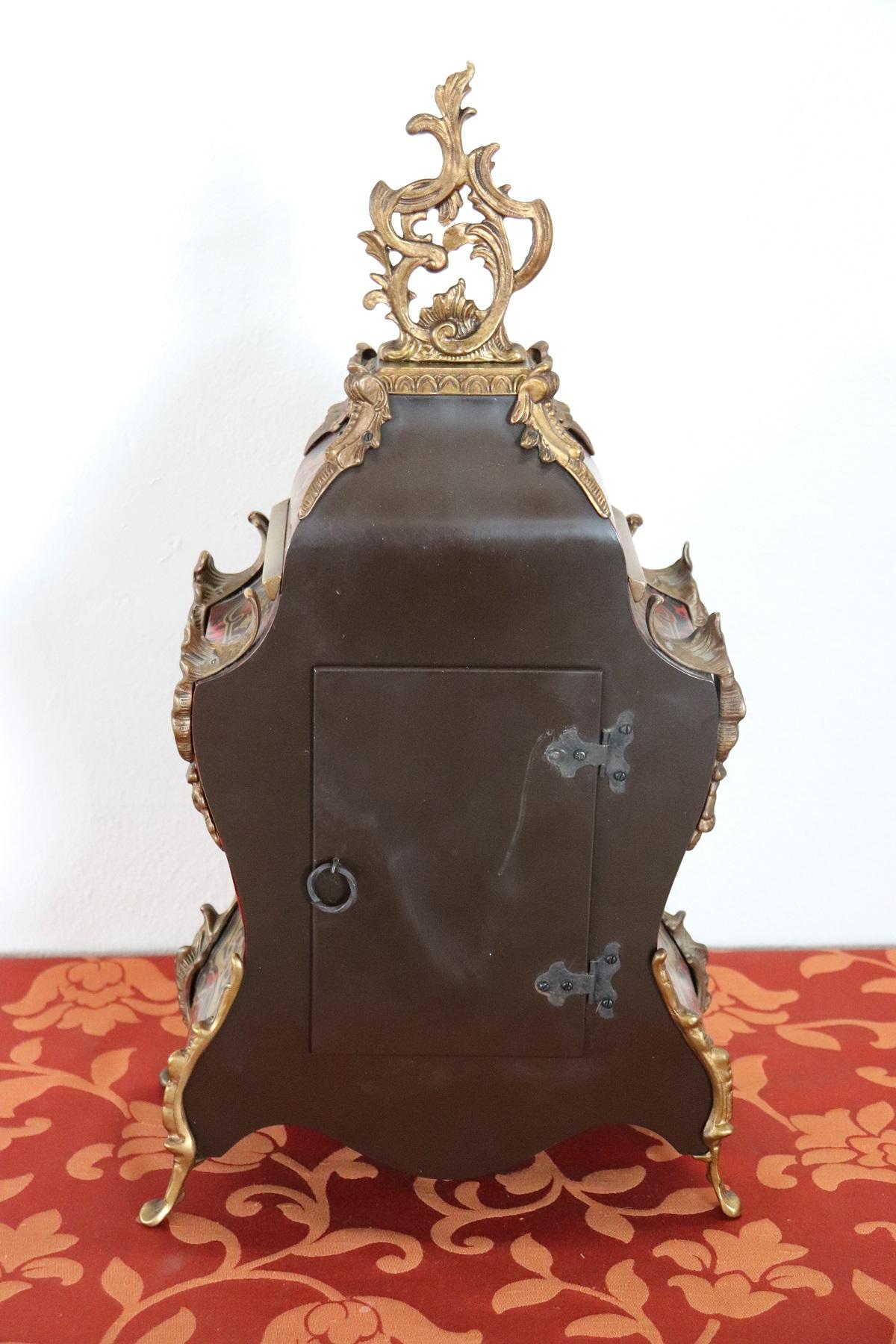 20th Century French Boulle Louis XV Style Table Clock Pendule 7