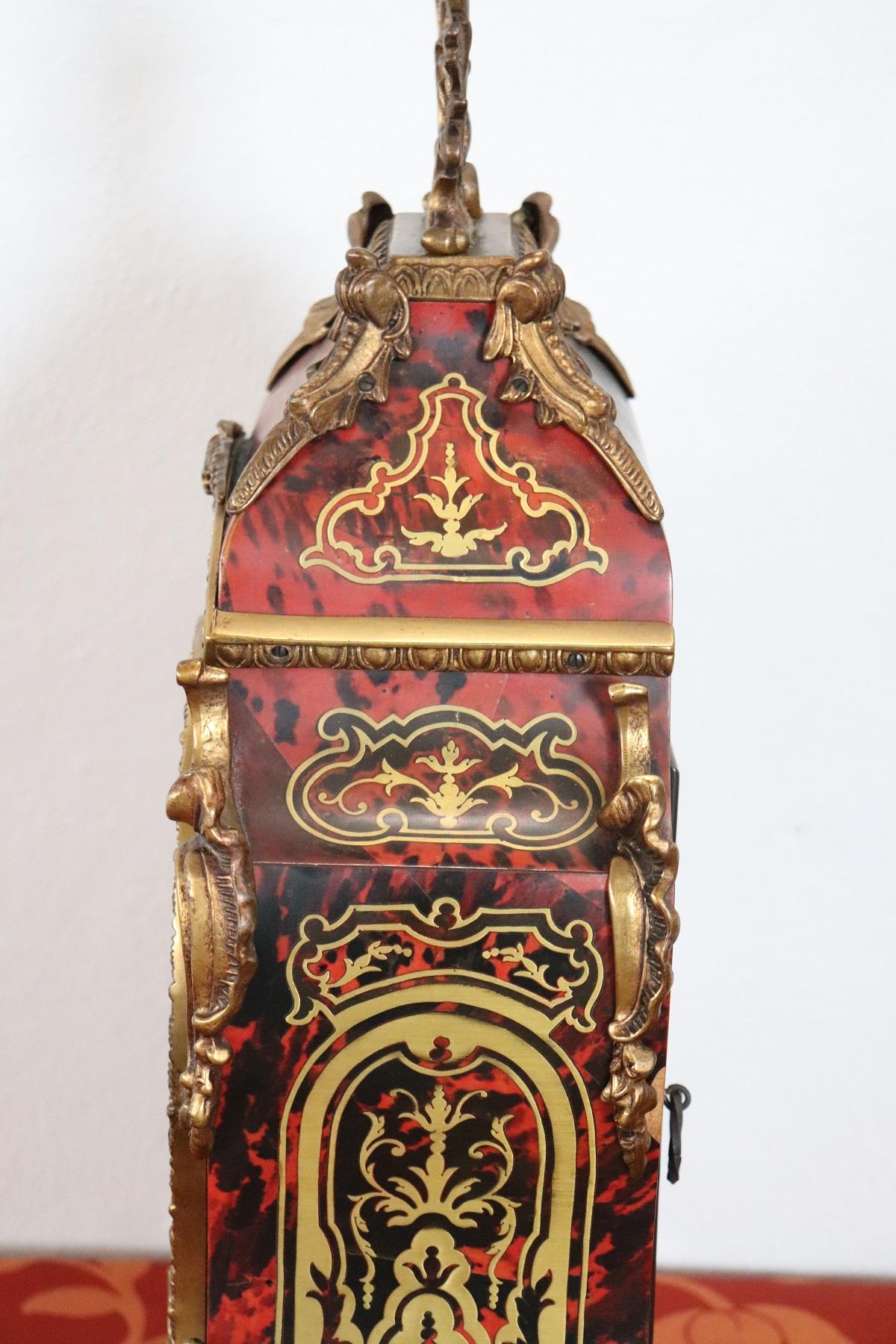 20th Century French Boulle Louis XV Style Table Clock Pendule 11