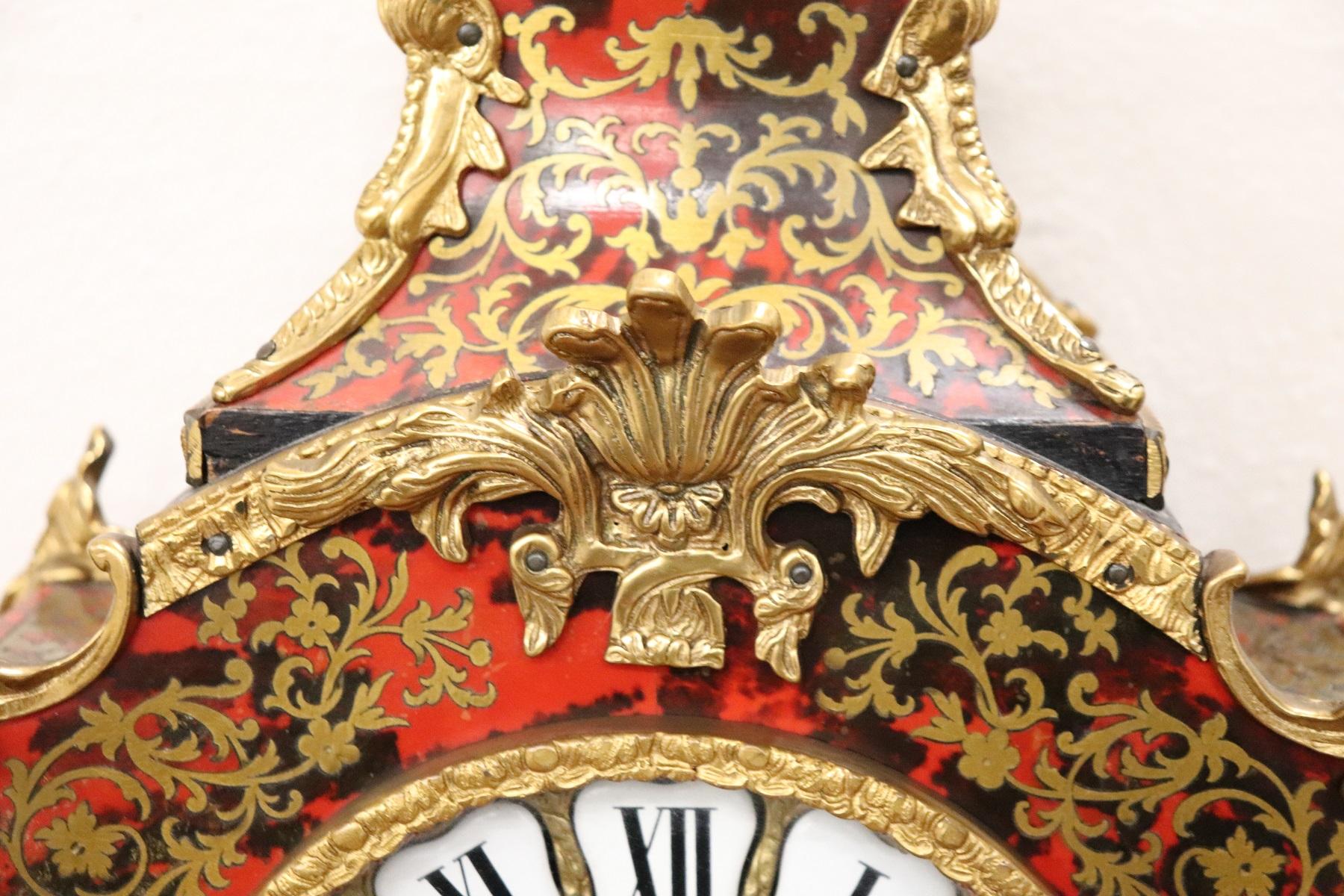 20th Century French Boulle Louis XV Style Table Clock Pendule In Excellent Condition In Casale Monferrato, IT