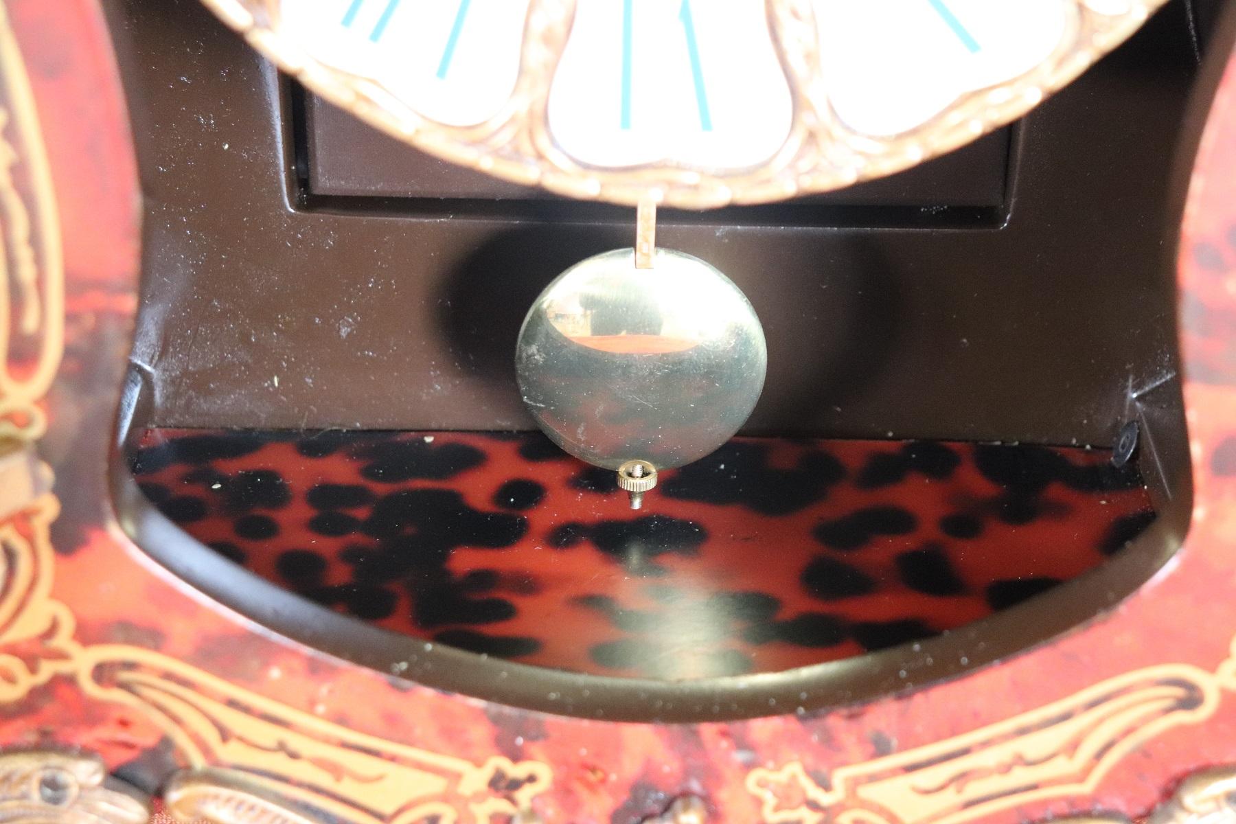 20th Century French Boulle Louis XV Style Table Clock Pendule 2