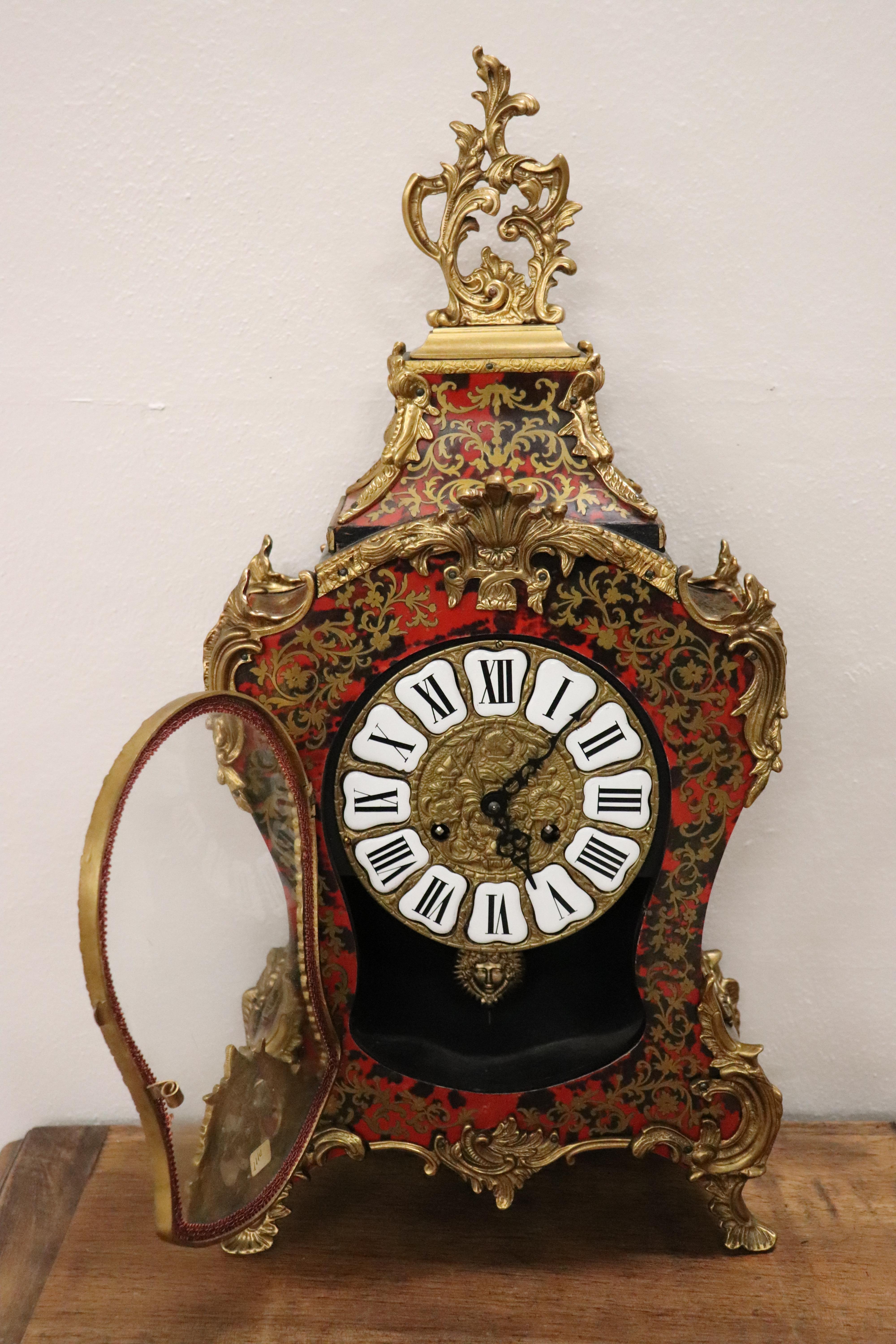 20th Century French Boulle Louis XV Style Table Clock Pendule 2