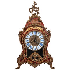 20th Century French Boulle Louis XV Style Table Clock Pendule