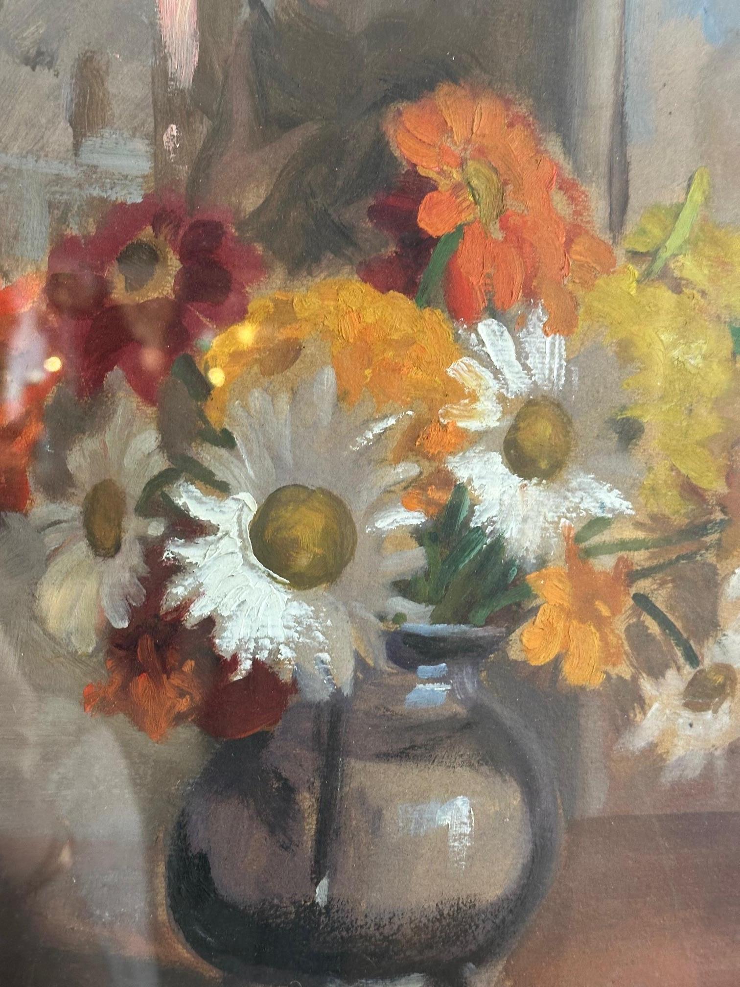 20th century French Bouquet of Flowers Painting, 1940S For Sale 1