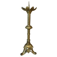 Antique 20th Century French Brass Altar Candlestick, 1880s