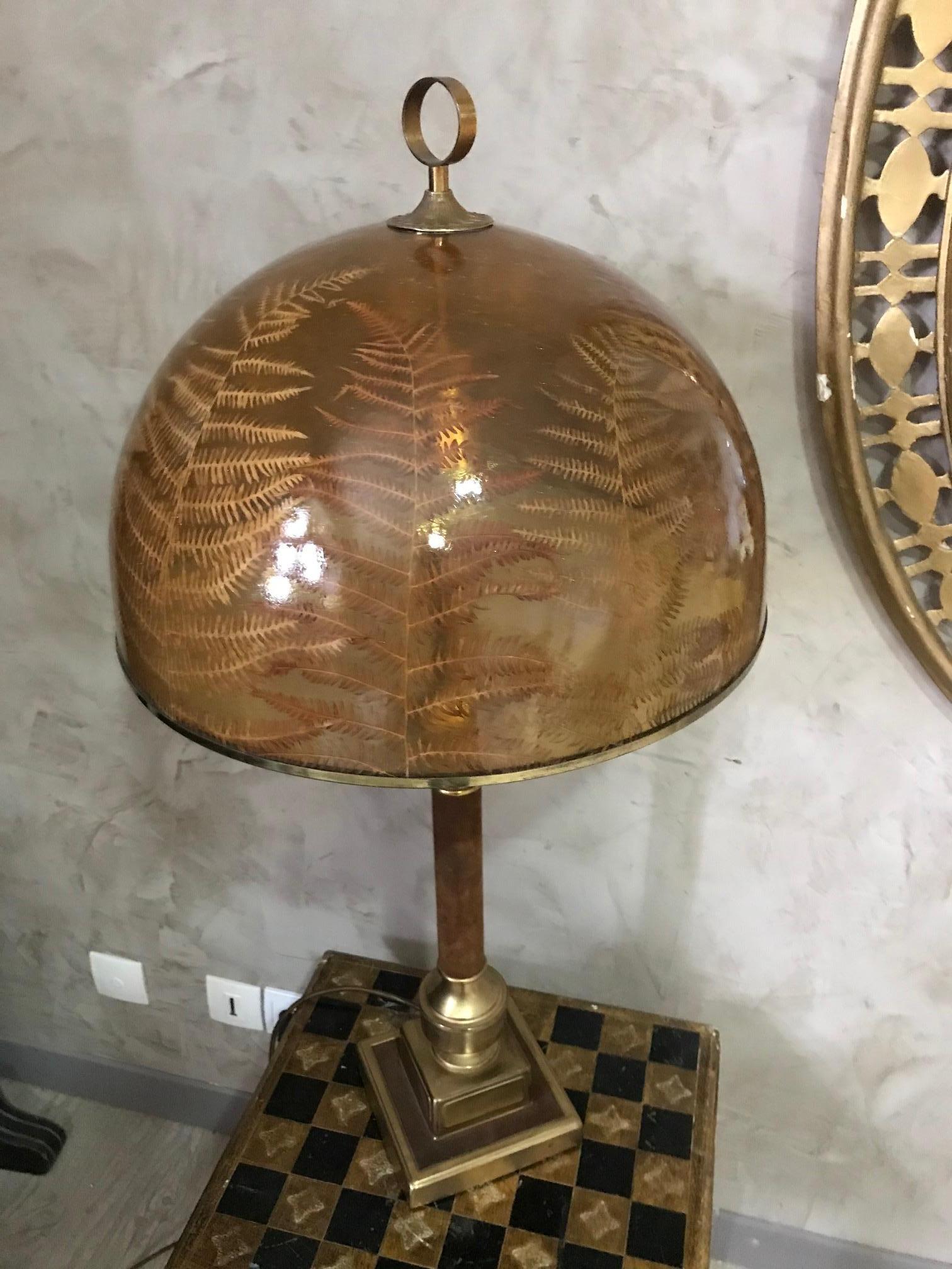 20th Century French Brass and Ferns Table Lamp, 1970s 6